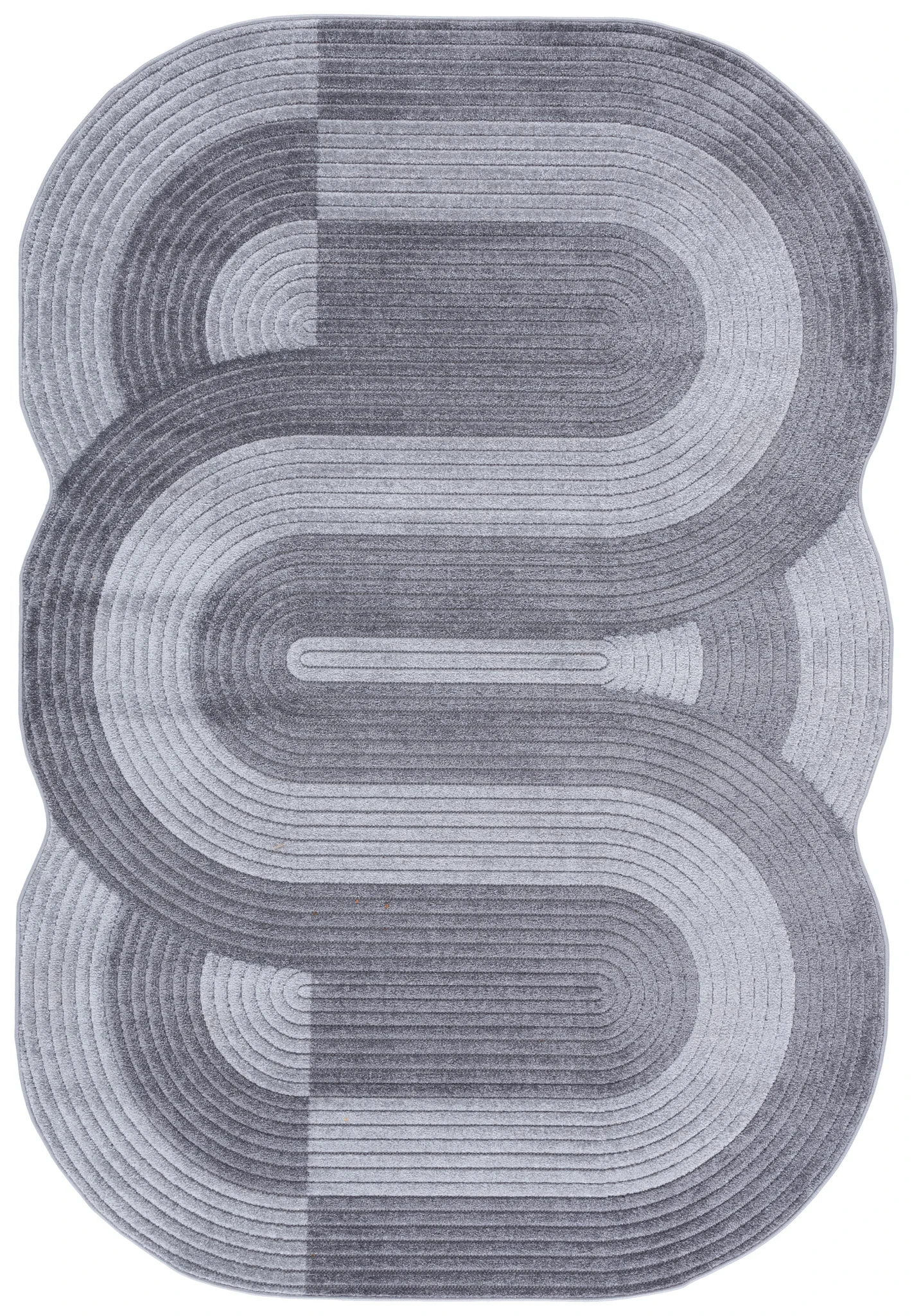 Contour Scalloped Loop Rug in Gray / Dark Gray