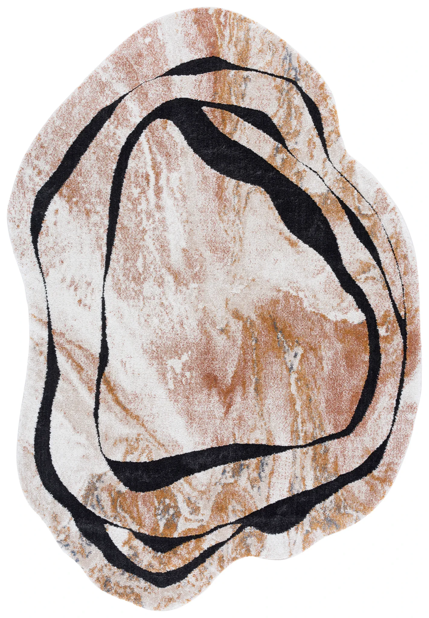 Contour Abstract Marbled Rug in Rust / Ivory