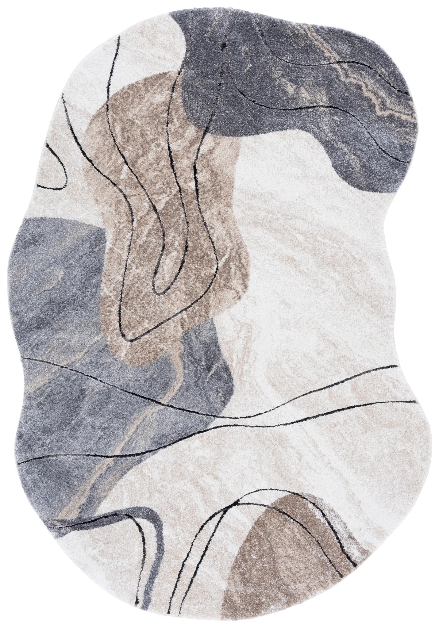 Contour Topographic Abstract Rug in Gray / Ivory