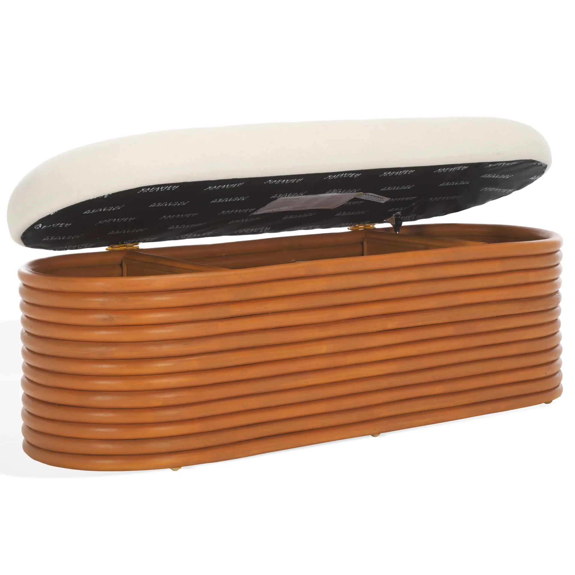 Bayard Rattan Storage Bench in Natural / White