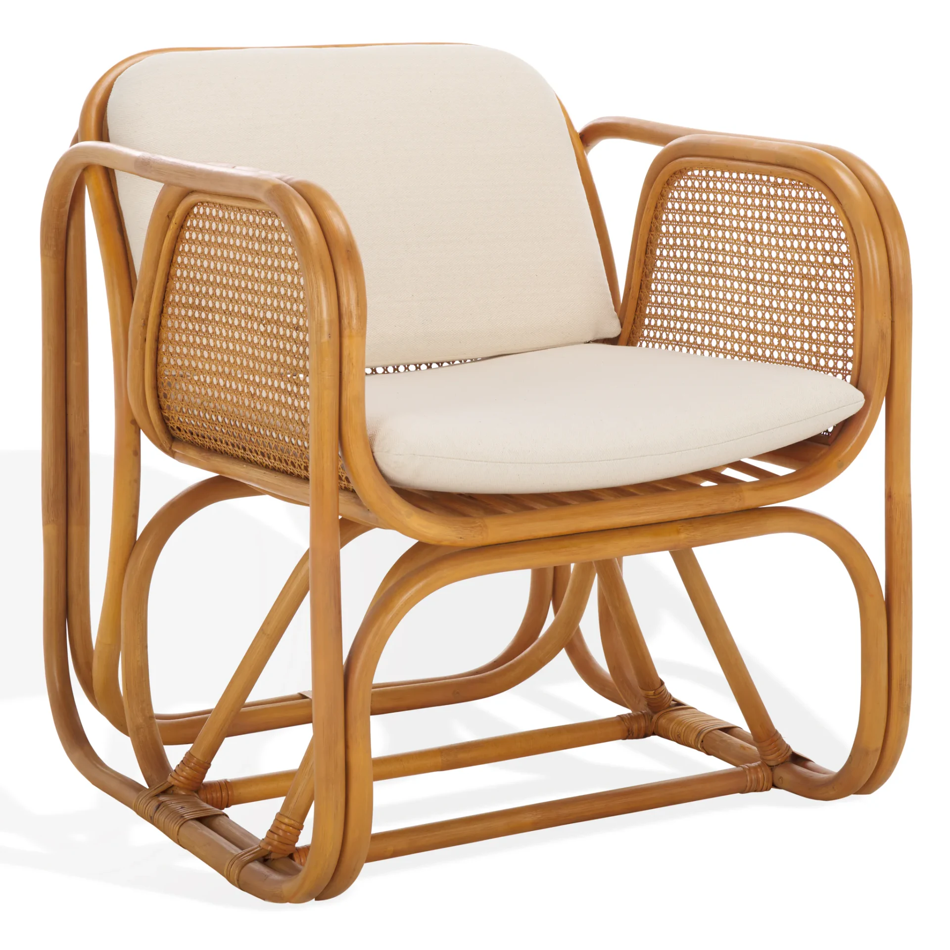 Brauner Rattan Pole Accent Chair in Natural / White