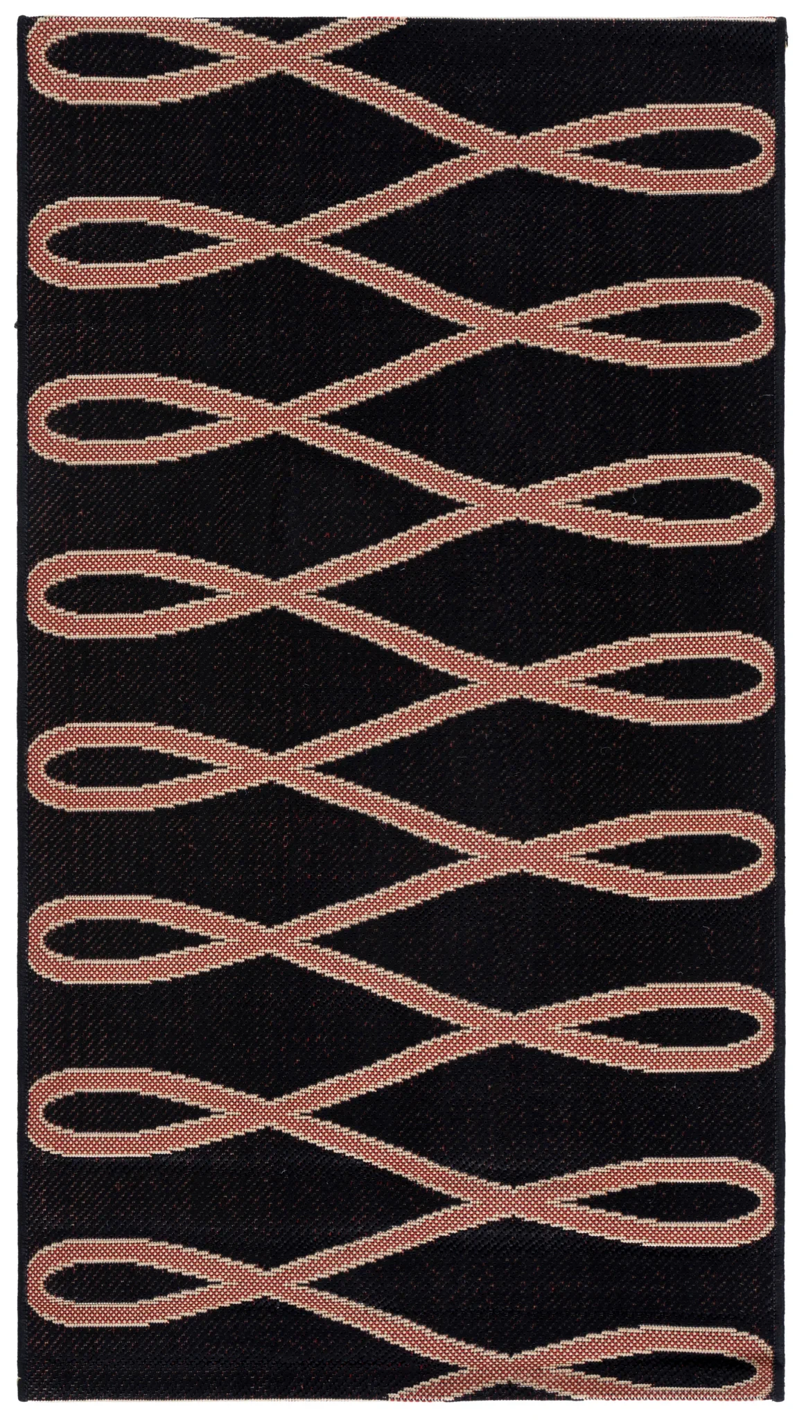 Courtyard Interlocking Loop Outdoor Rug in Black / Cream