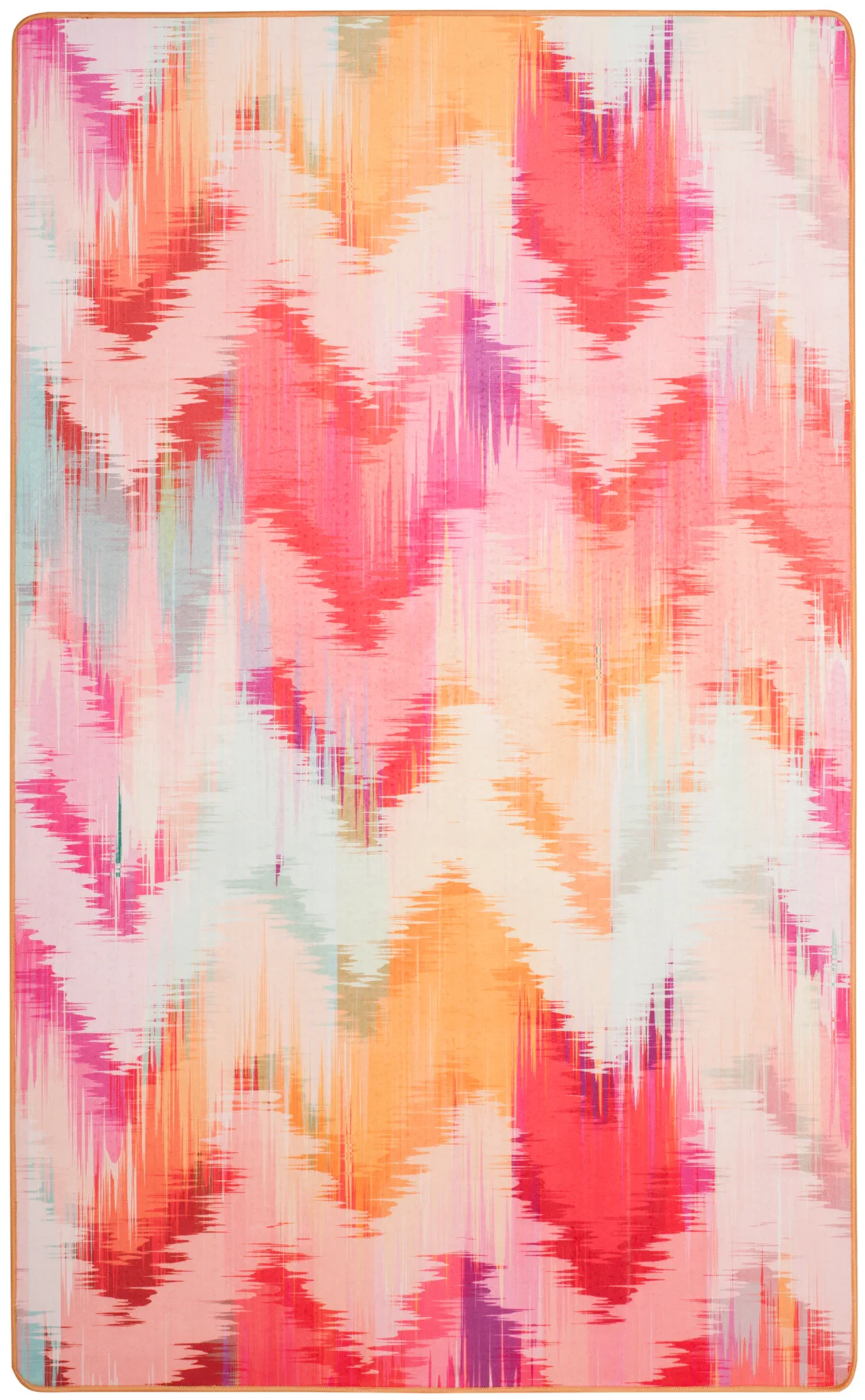 Daytona Chevron Washable Rug in Fuchsia / Orange
