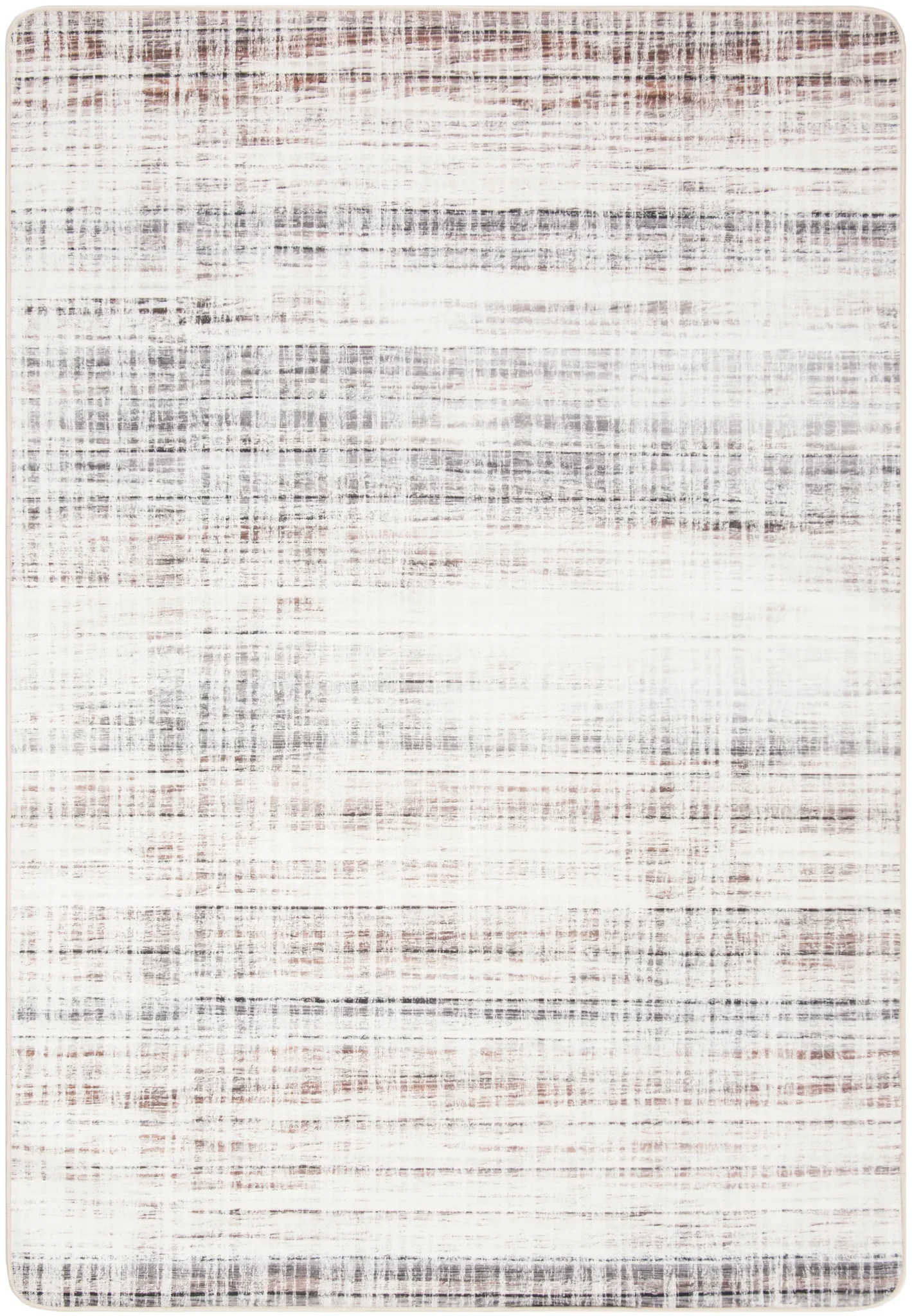 Daytona Crosshatch Washable Rug in Ivory / Gray