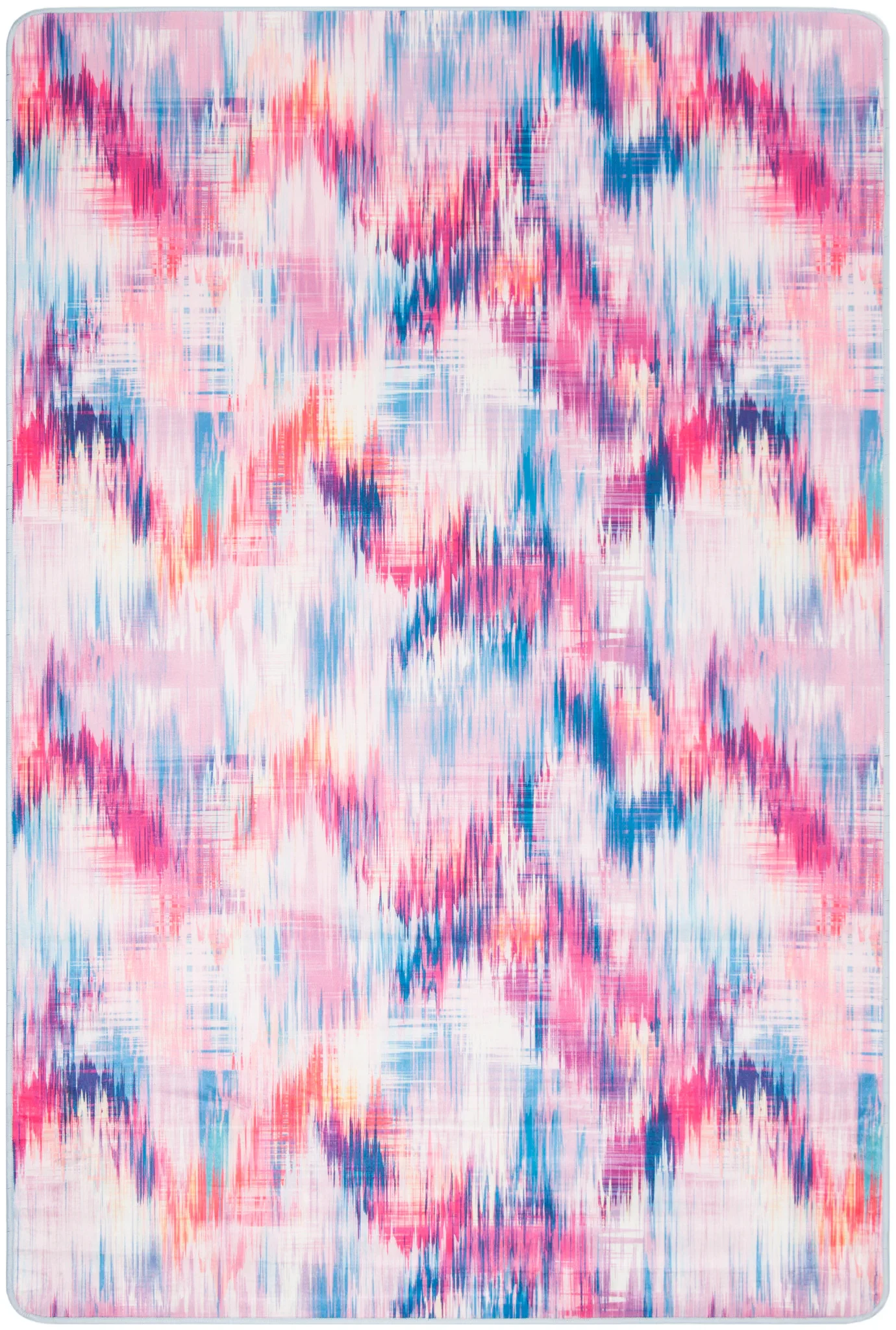 Daytona Ikat Diamond Washable Rug in Ivory / Pink