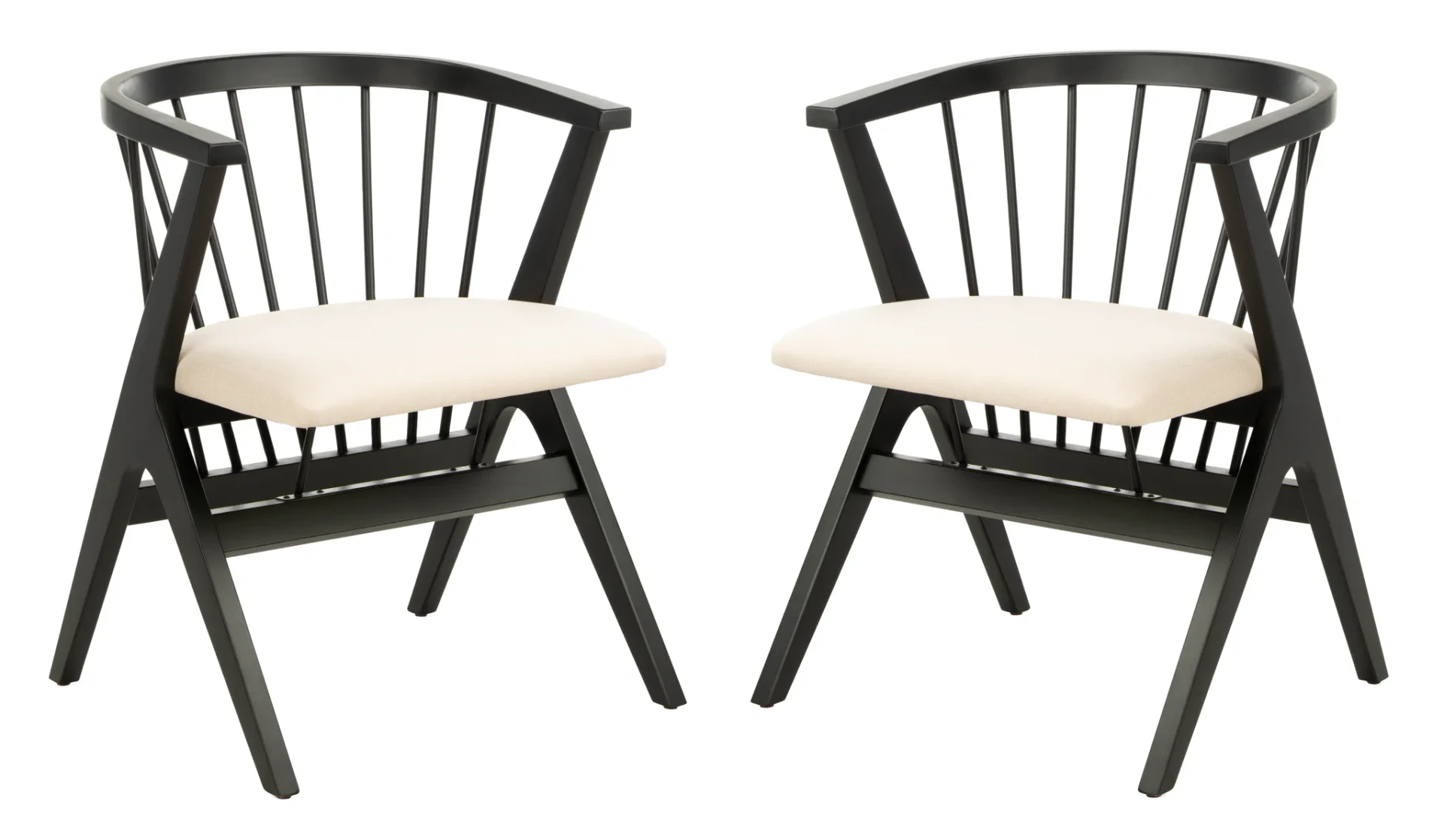 Noah Spindle Dining Chair (Set of 2) in Black / Beige