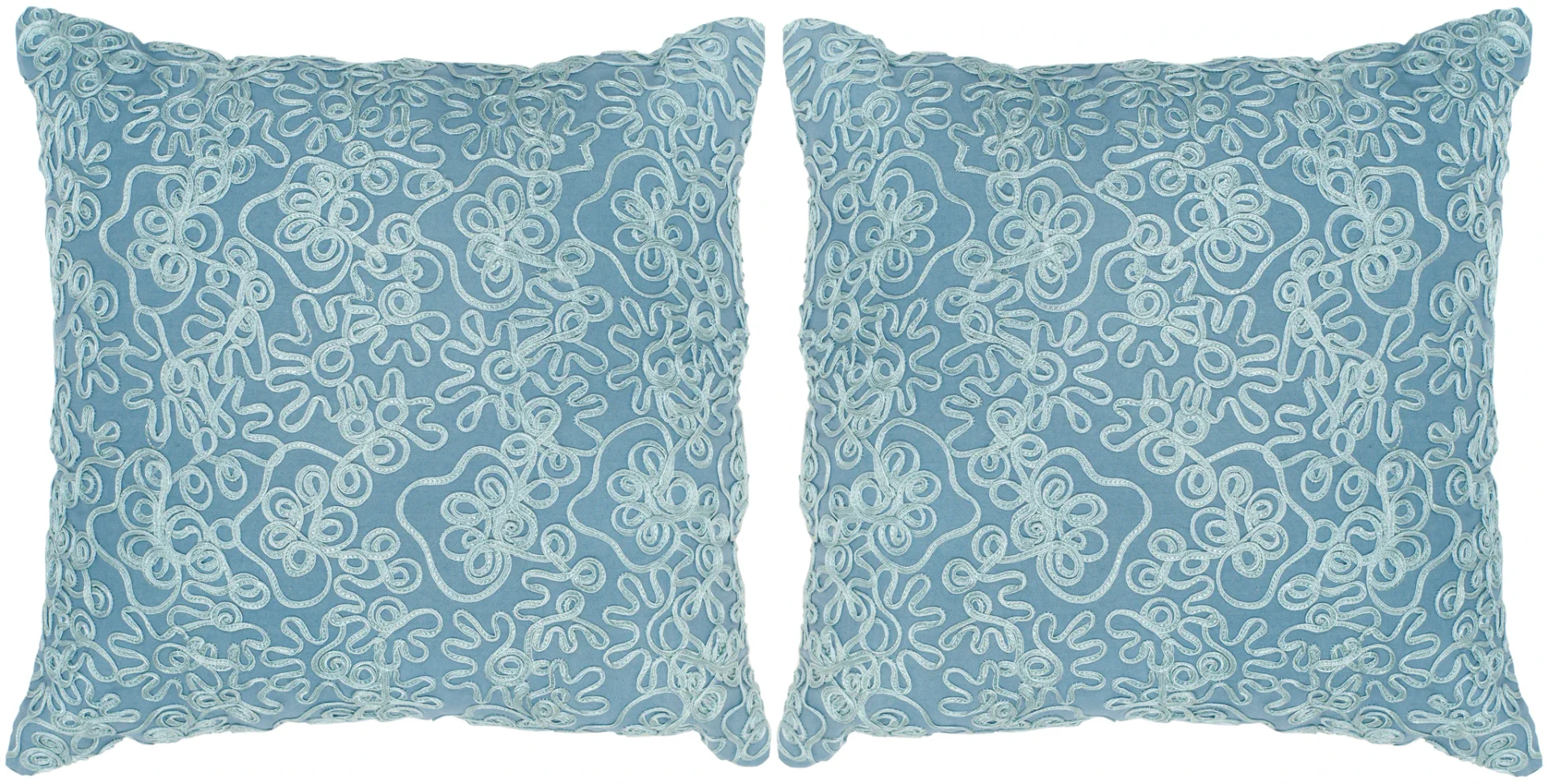 Tape Swirl Pillow (Set of 2) in Wedgewood Blue