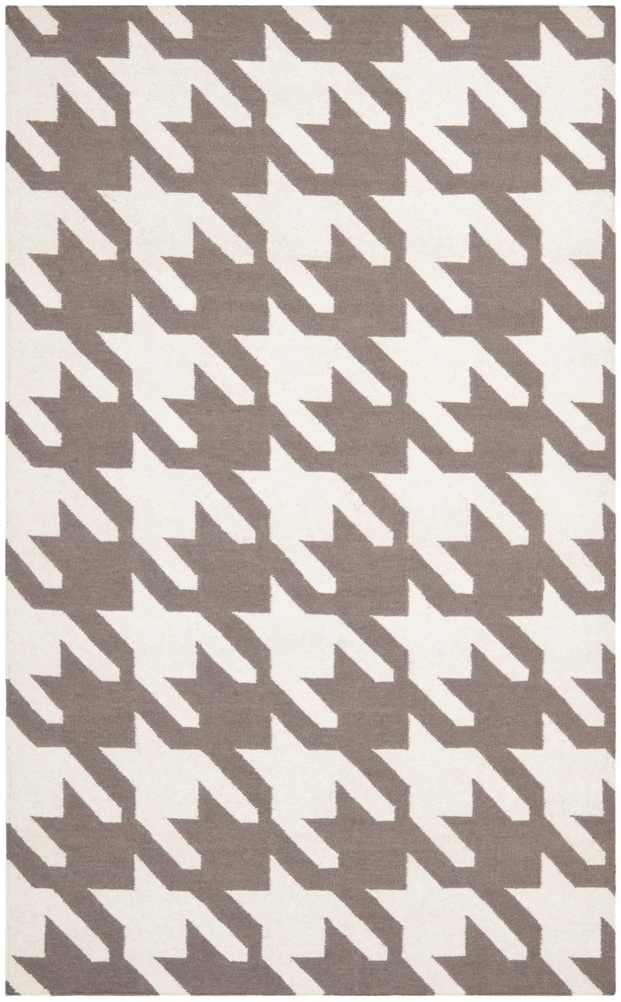 Dhurries Houndstooth Hand-Woven Rug in Gray / Ivory
