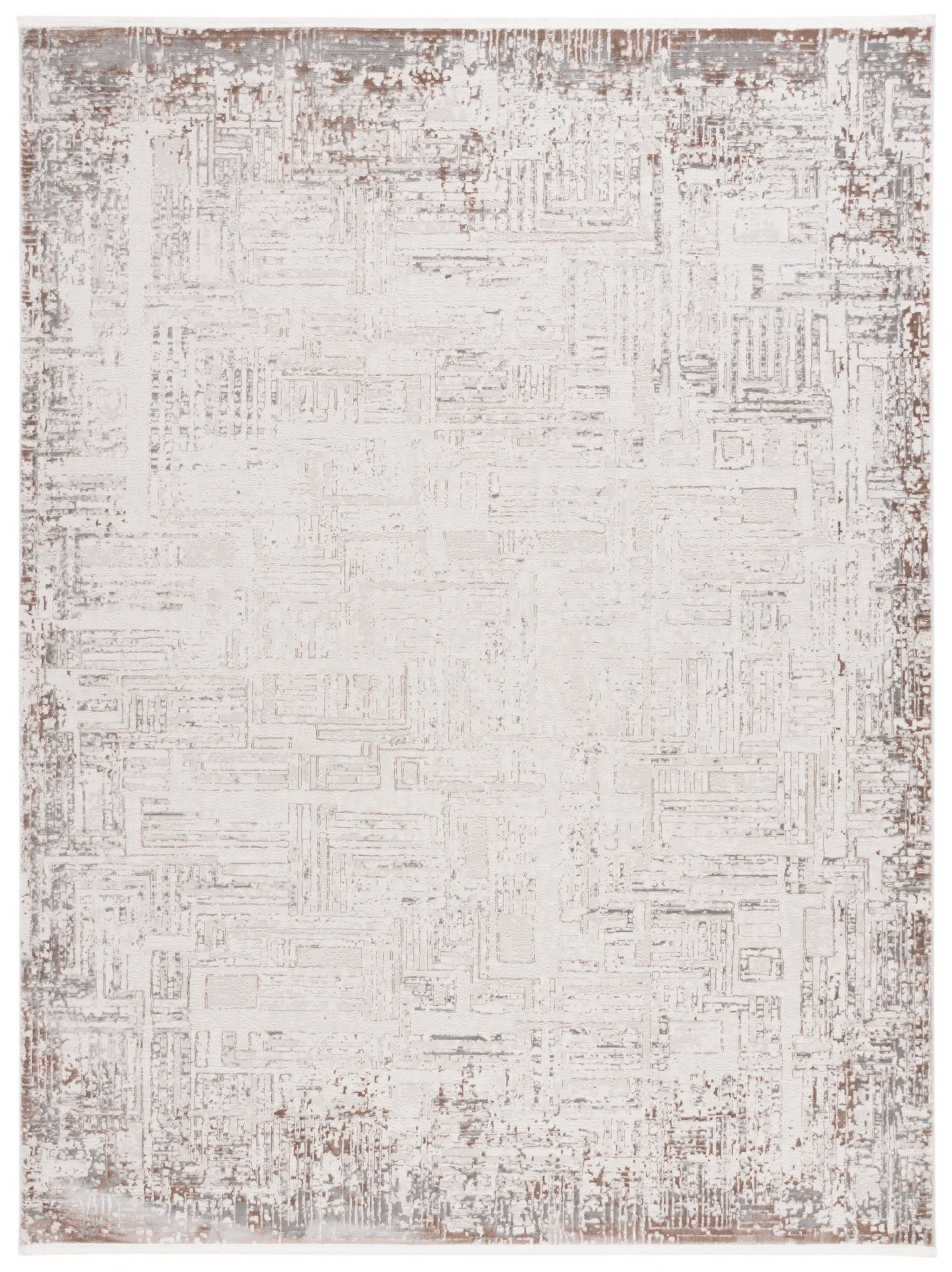 Diamond Linear Grid Rug in Beige / Gray Brown