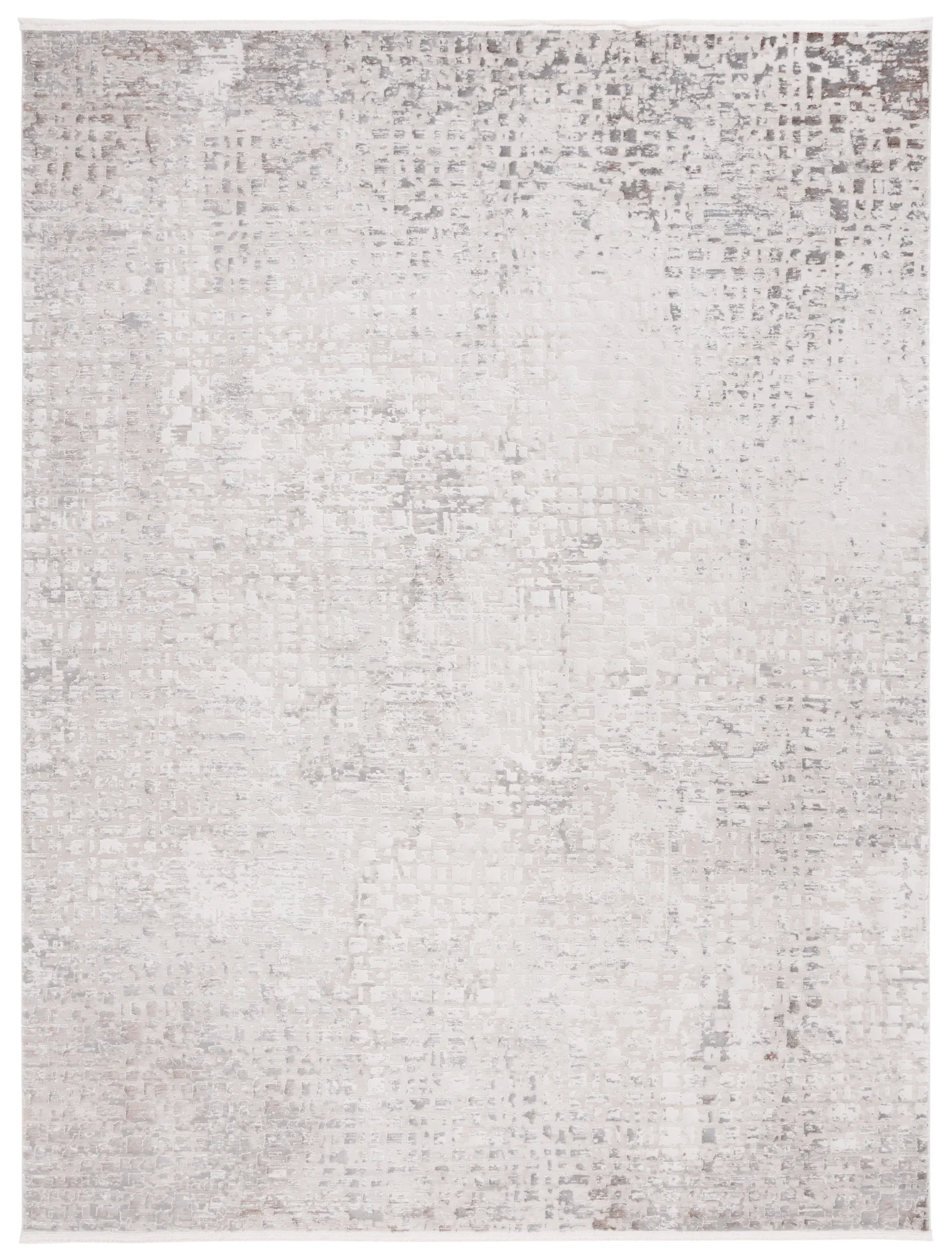 Diamond Distressed Grid Rug in Beige / Gray