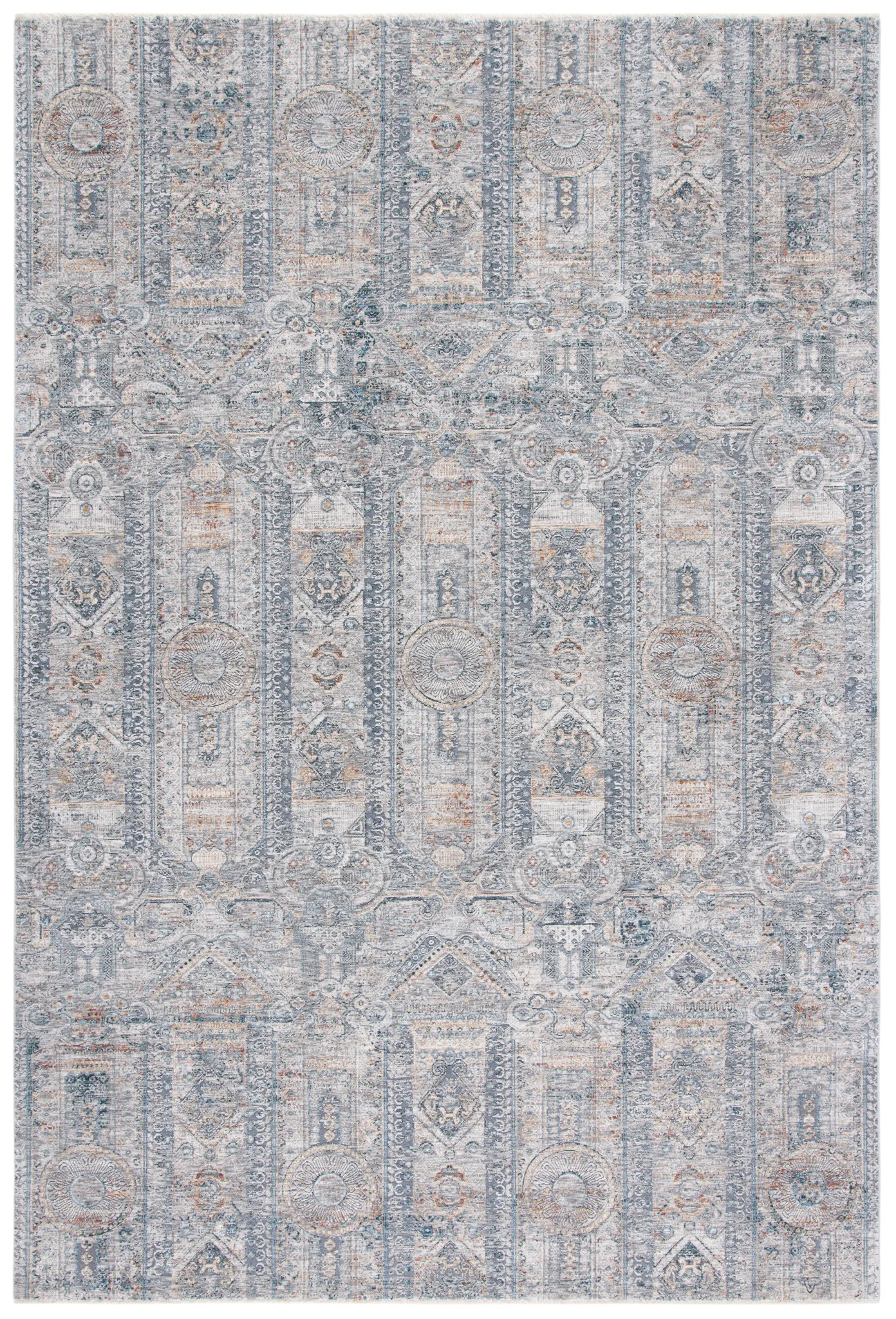 Dream Paneled Medallion Rug in Gray / Gold