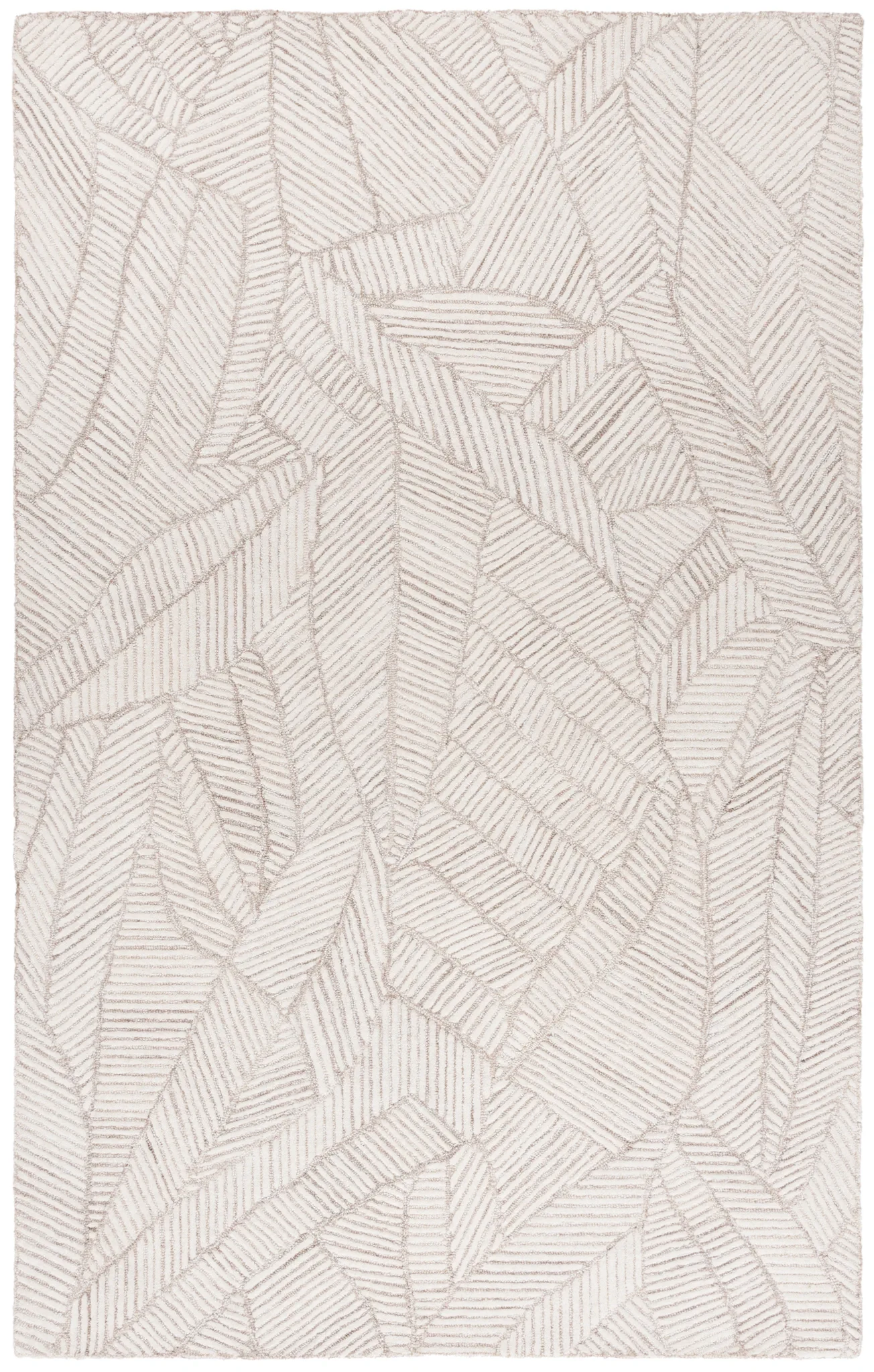 Ebony Leaf Hand-Tufted Wool Rug in Beige / Ivory