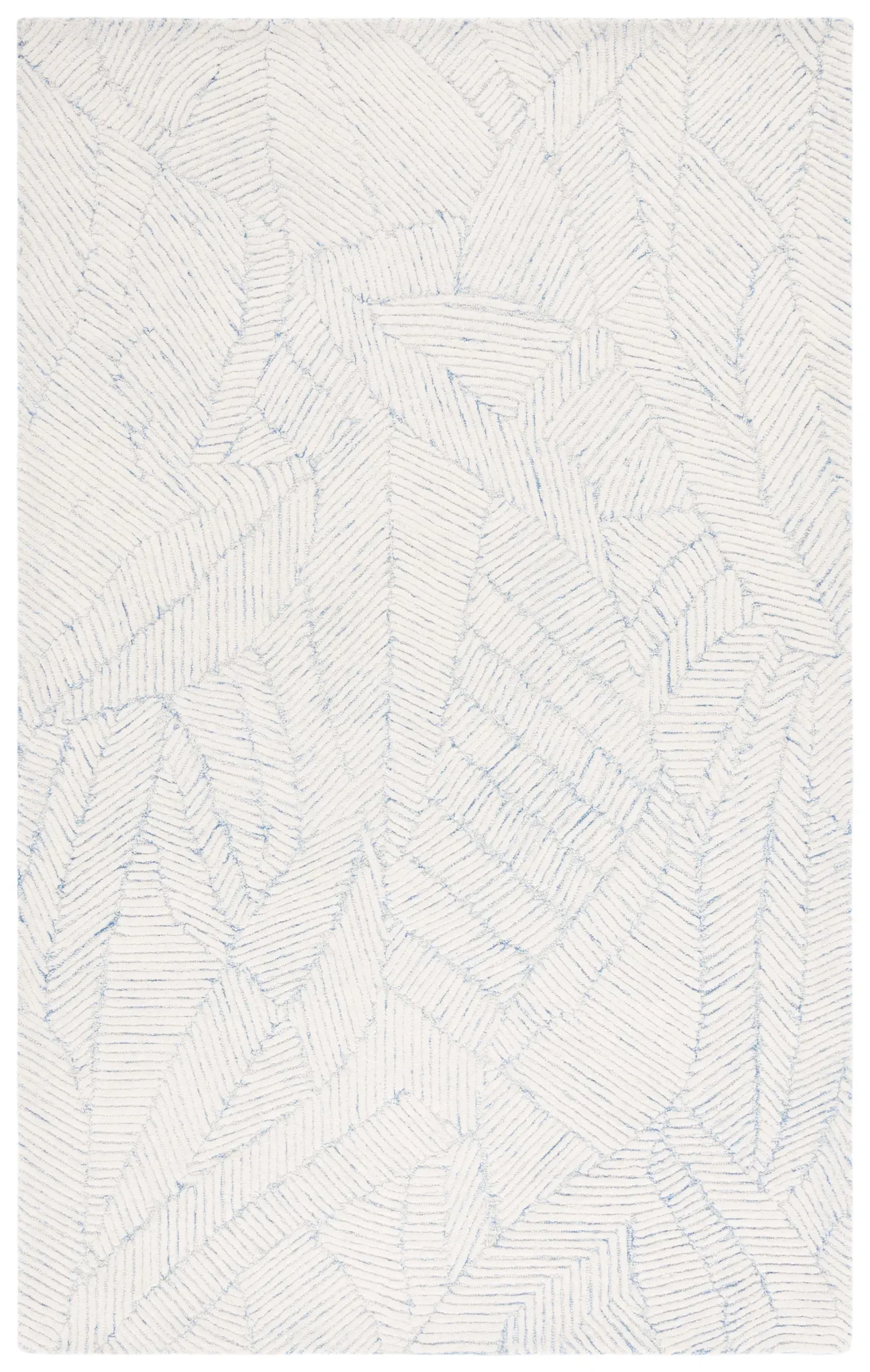 Ebony Leaf Hand-Tufted Wool Rug in Blue / Ivory