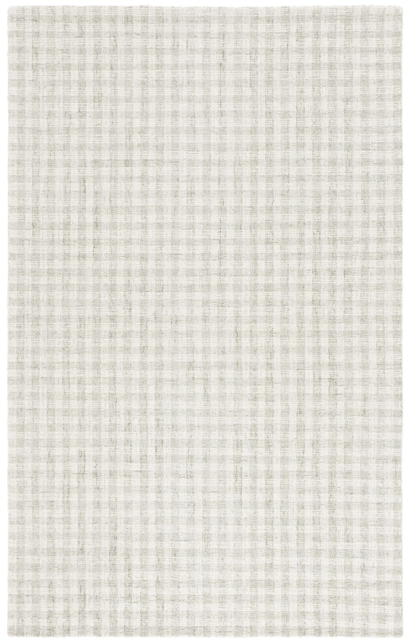 Ebony Checkered Hand-Tufted Wool Rug in Sage / Ivory