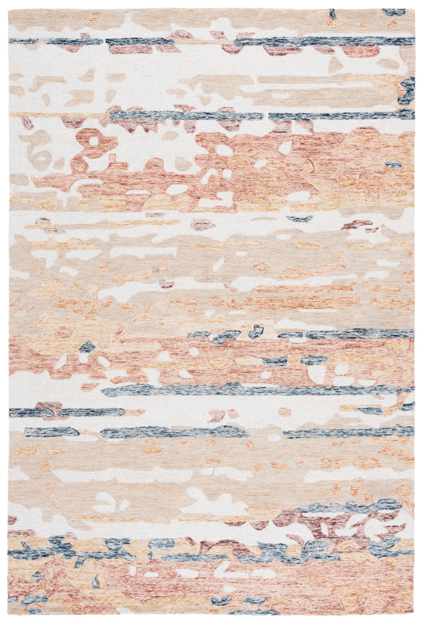 Ebony Abstract Cloud Hand-Tufted Wool Rug in Beige / Rust