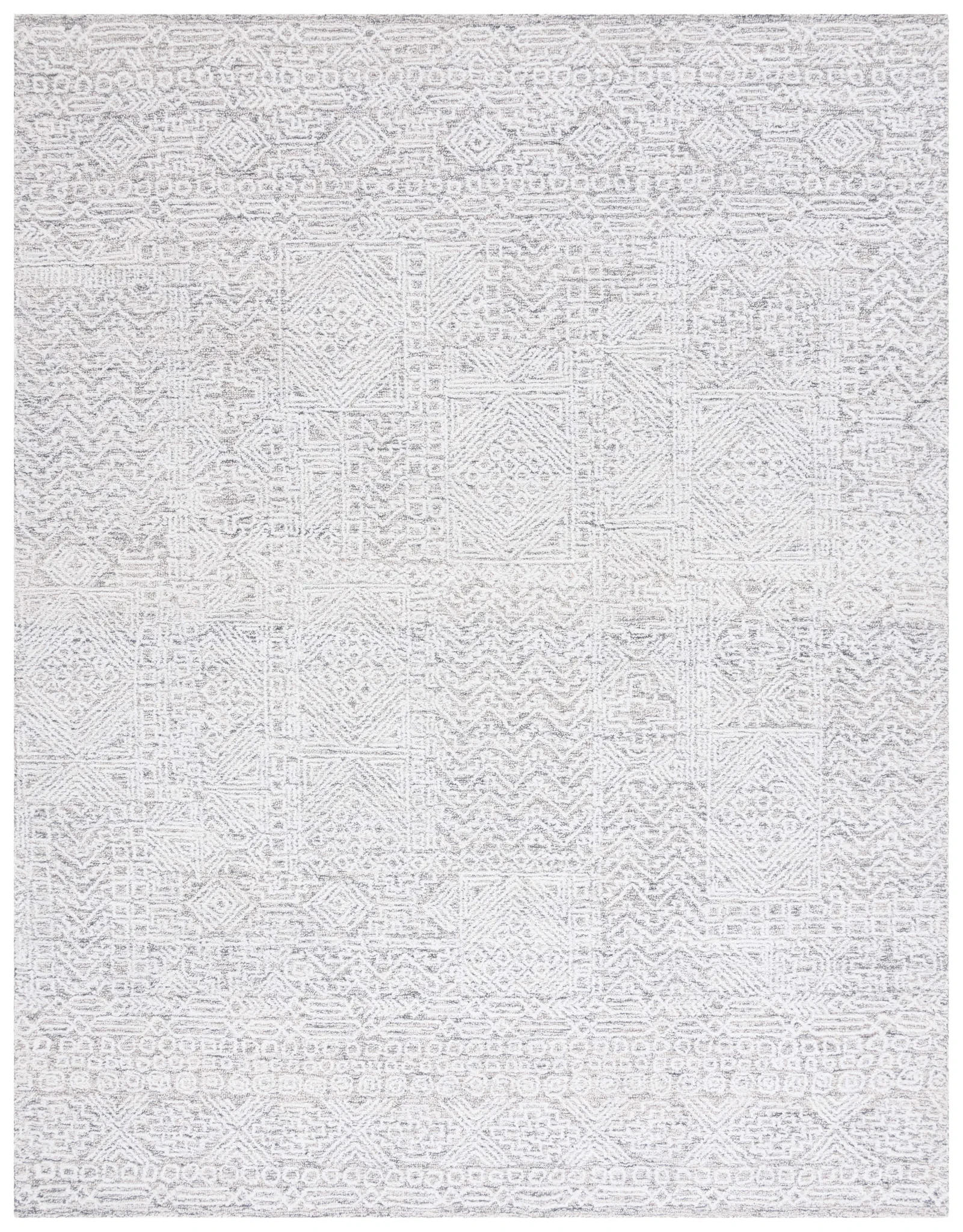 Ebony Patchwork Hand-Tufted Rug in Gray / Ivory