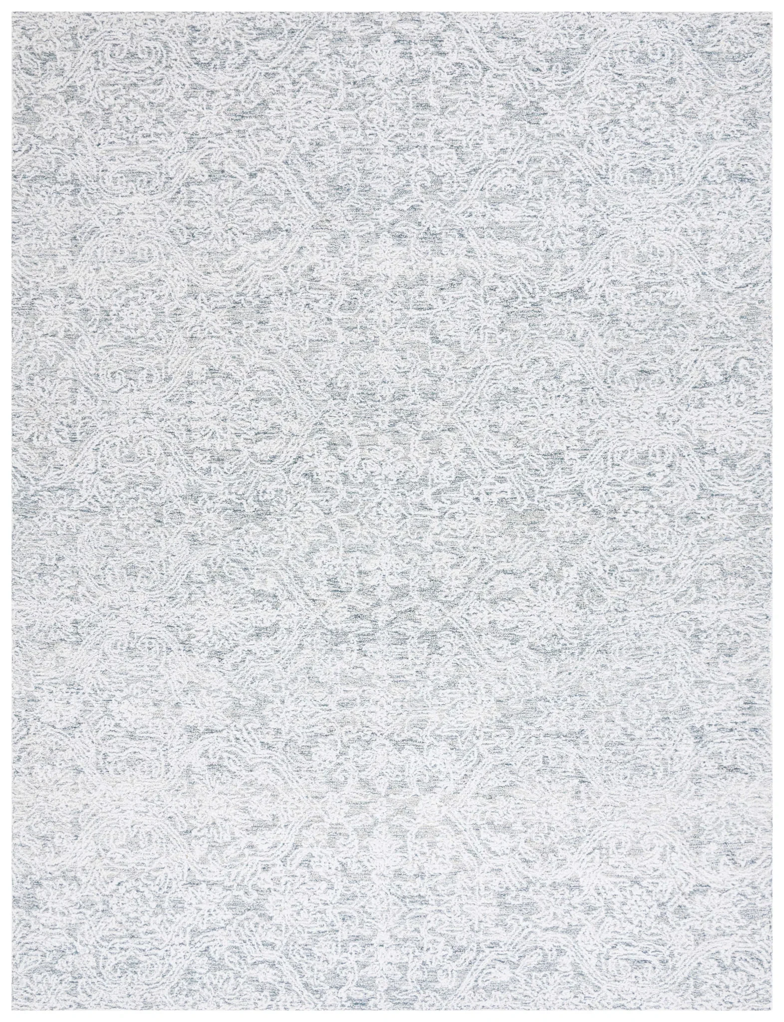 Ebony Erased Damask Hand-Tufted Rug in Light Blue / Ivory