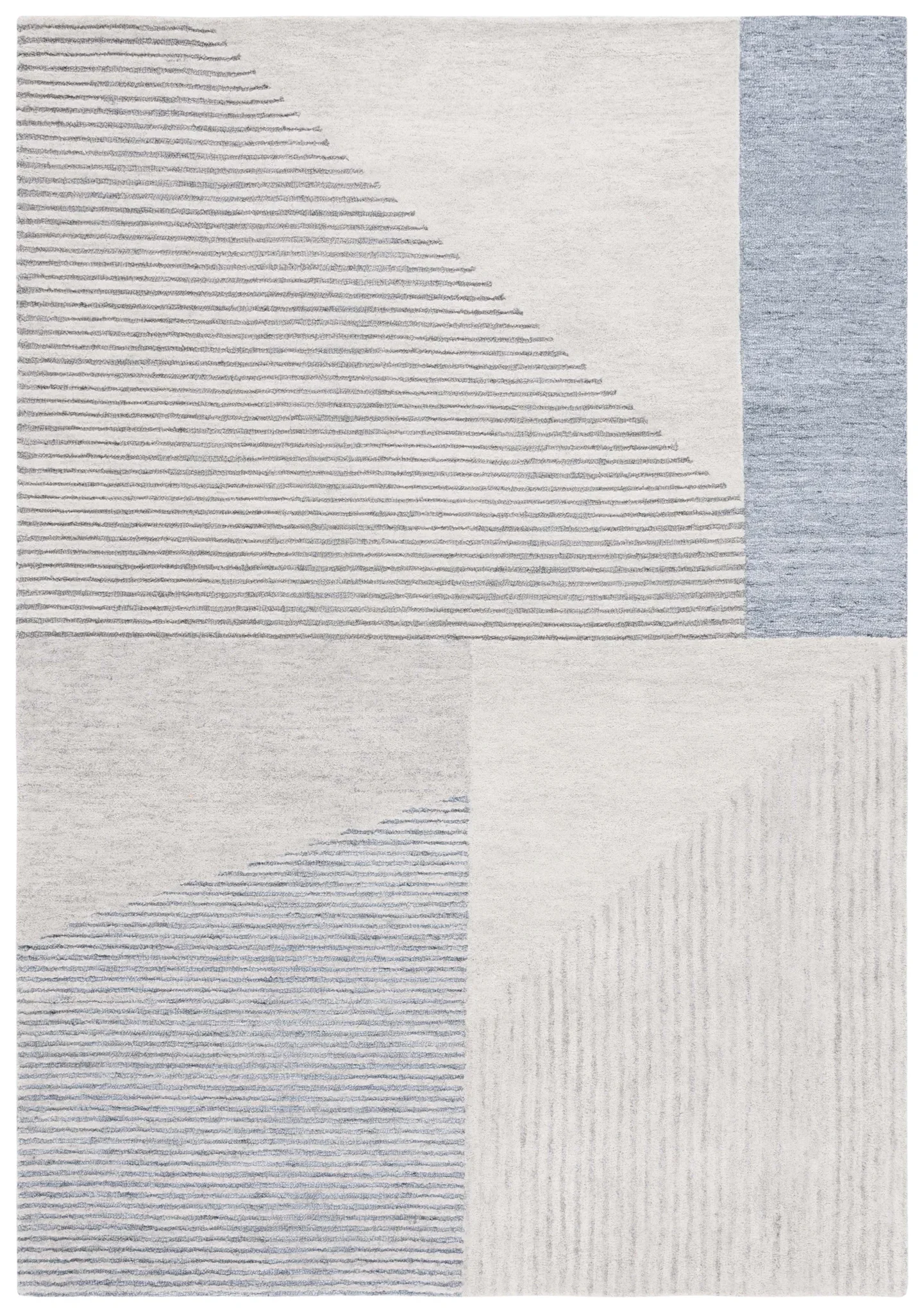 Ebony Linear Block Hand-Tufted Rug in Beige / Gray