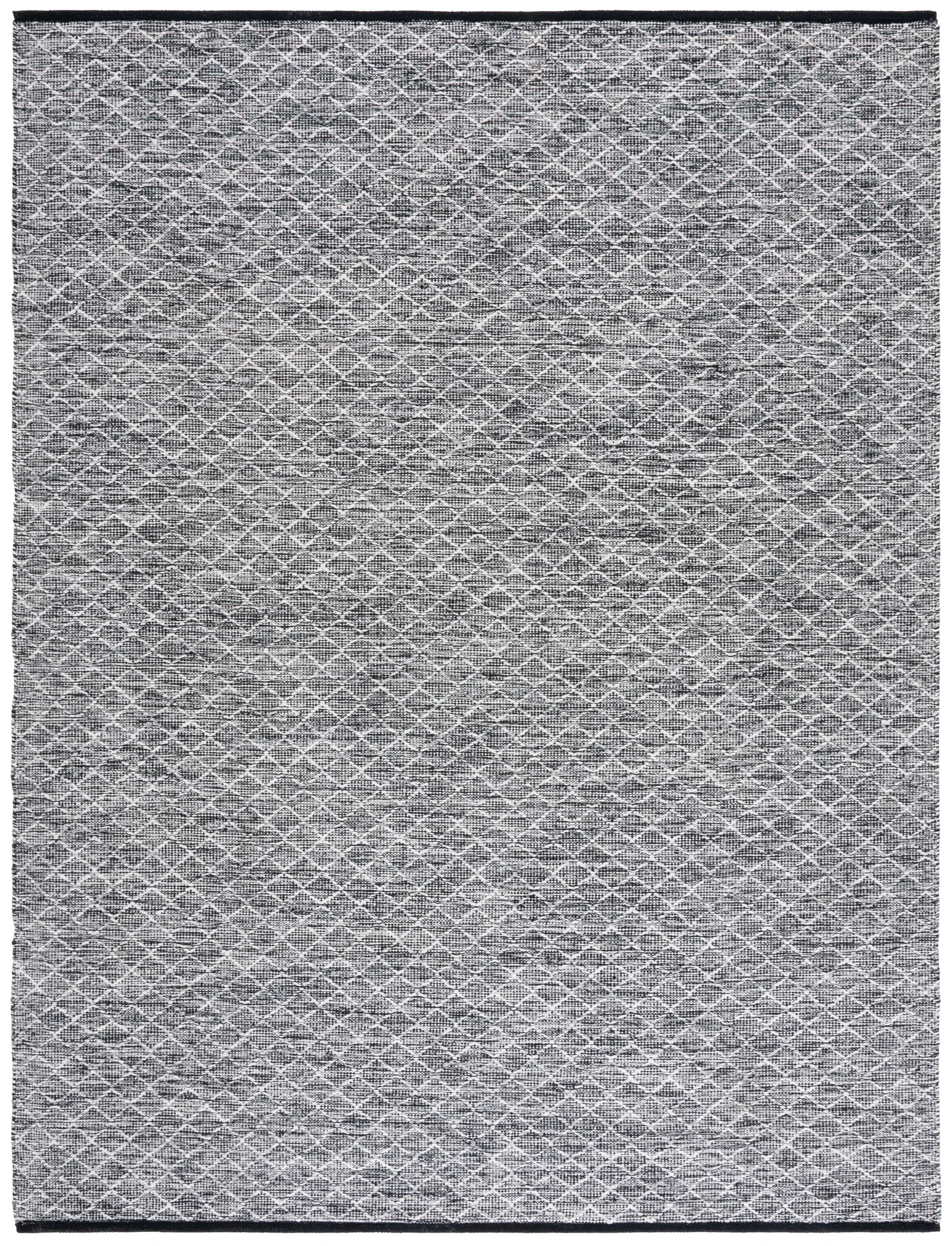 Ebony Diamond Flatweave Cotton Rug in Ivory / Black