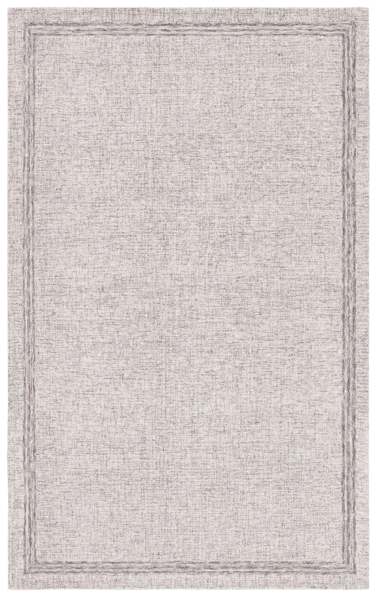 Ebony Bordered Hand-Tufted Wool Rug in Gray