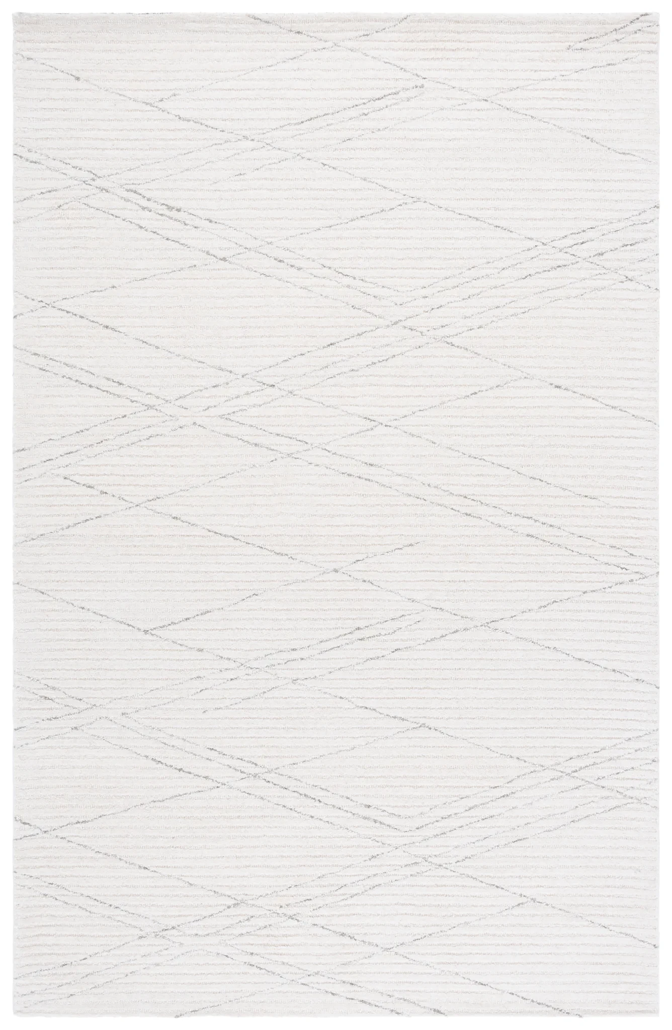 Ebony Linear Hand-Tufted Wool Rug in Ivory / Gray