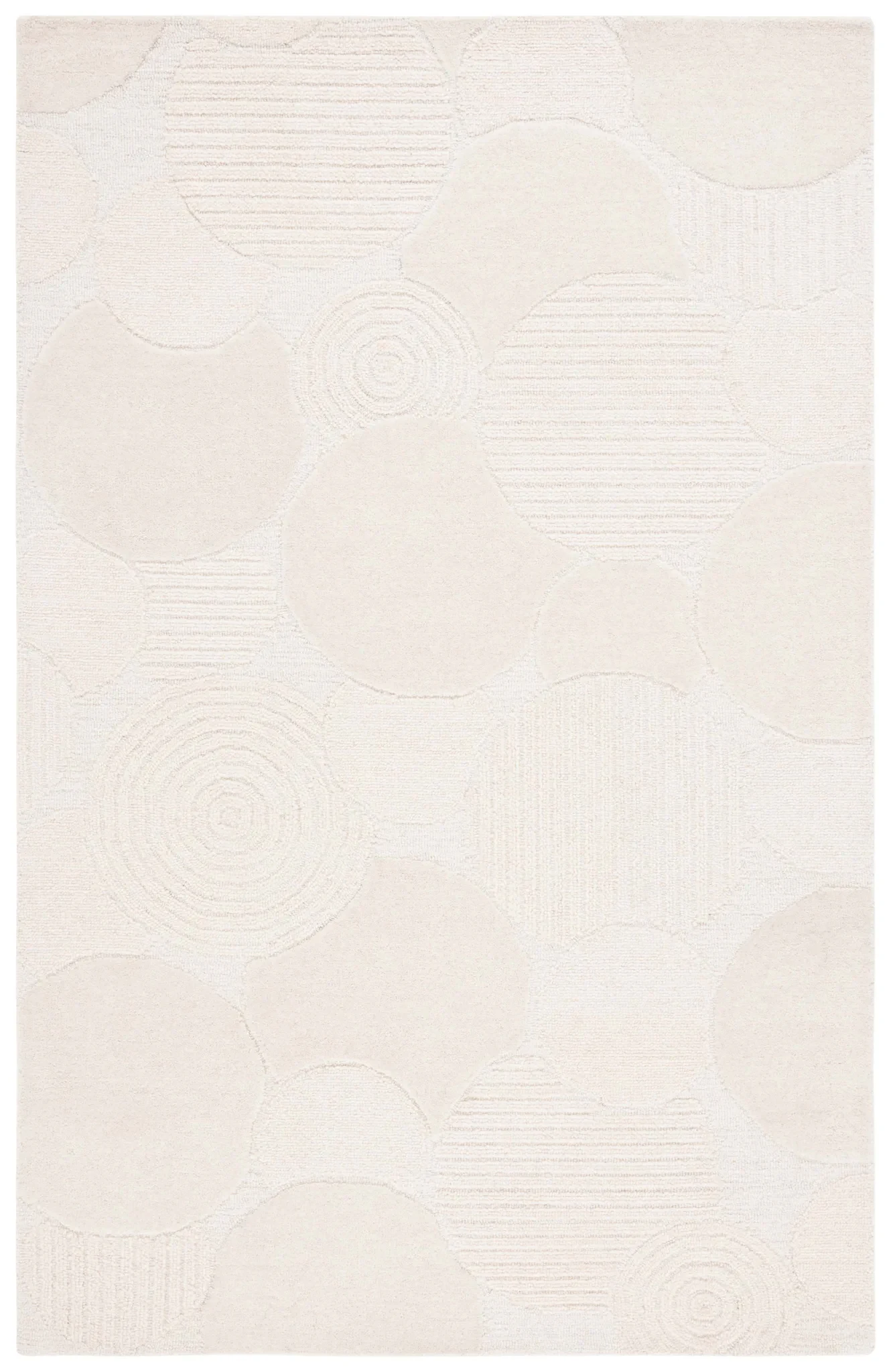 Ebony Overlapping Circles Hand-Tufted Wool Rug in Ivory