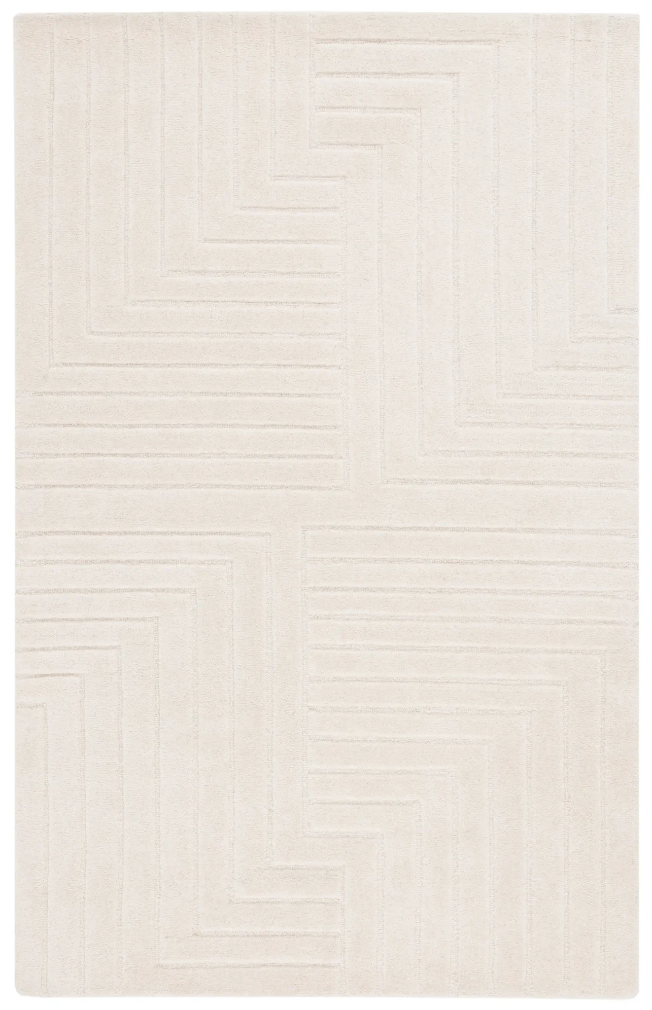 Ebony Linear Geometric Hand-Tufted Wool Rug in Ivory