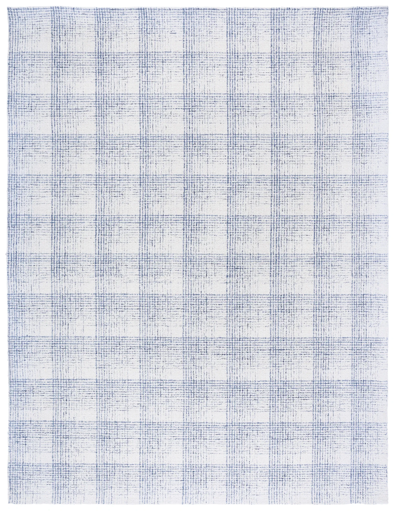 Ebony Plaid Hand-Tufted Wool Rug in Ivory / Blue