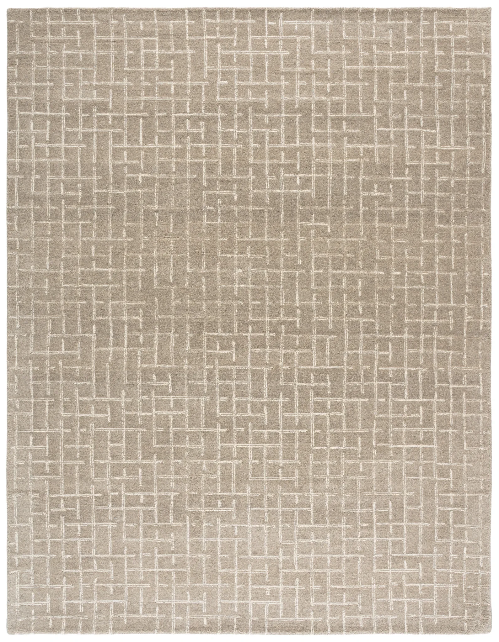 Ebony Intersecting Grid Hand-Tufted Wool Rug in Gray