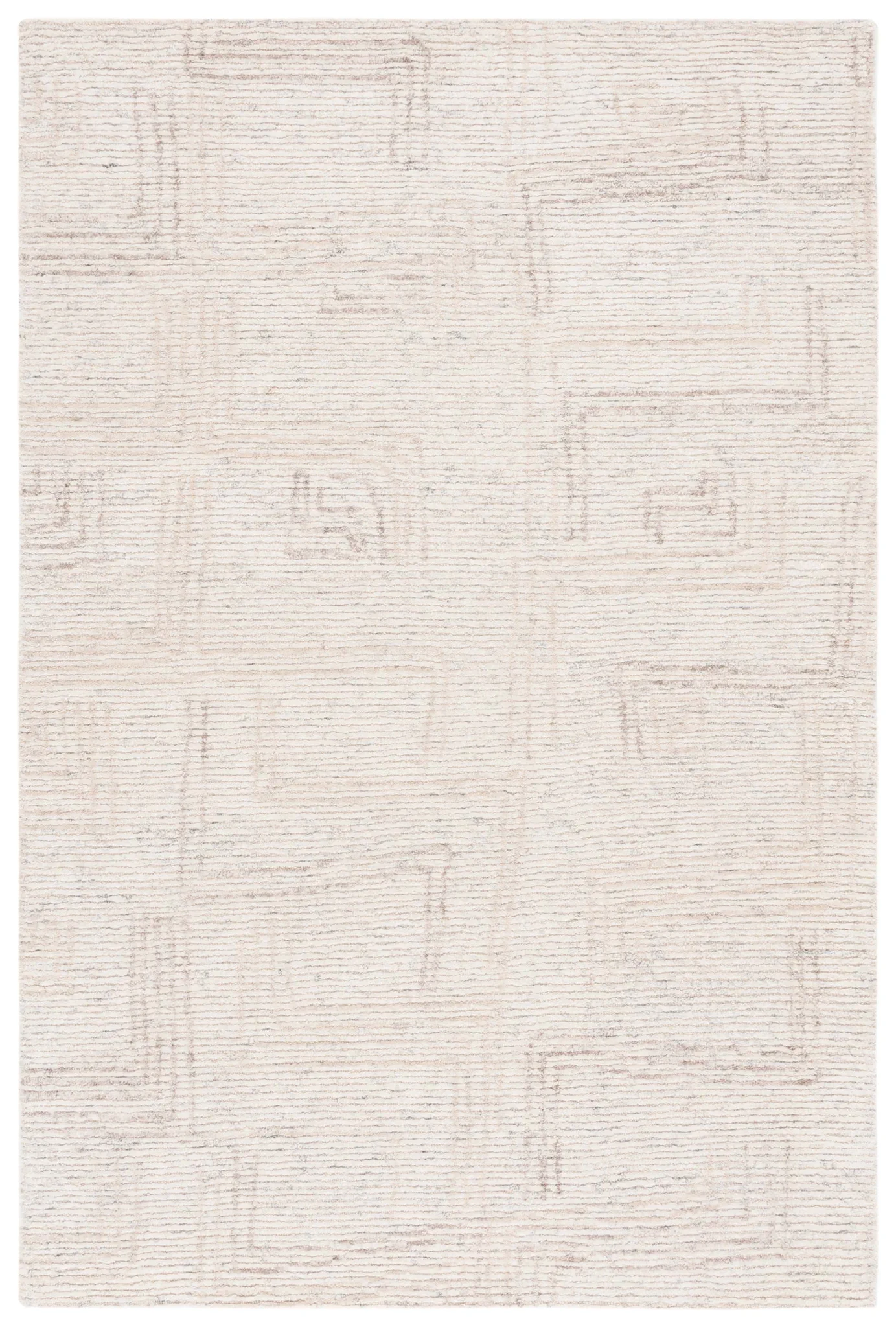 Ebony Subtle Grid Hand-Tufted Wool Rug in Ivory / Beige
