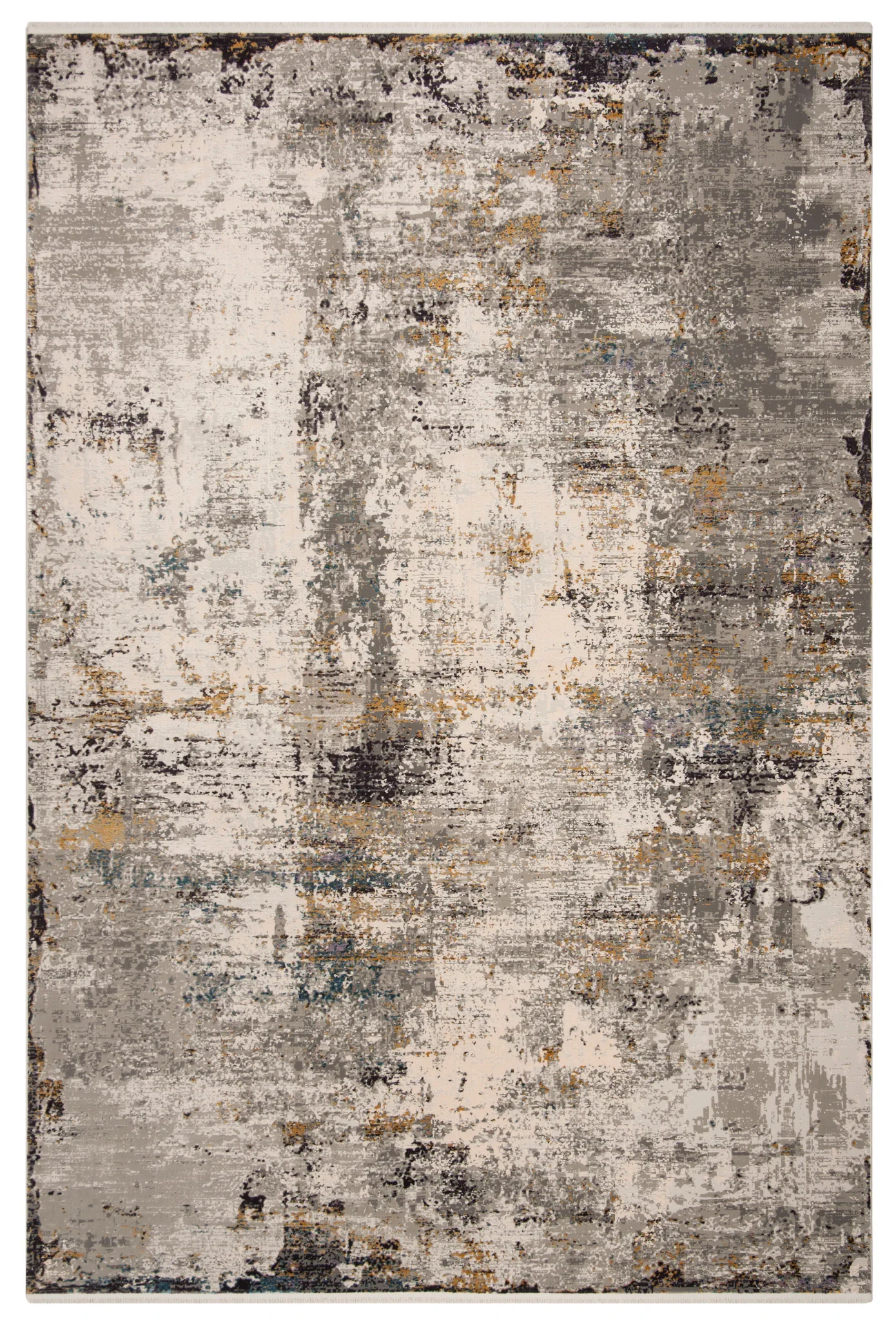 Eclipse Eroded Abstract Rug in Light Gray / Beige