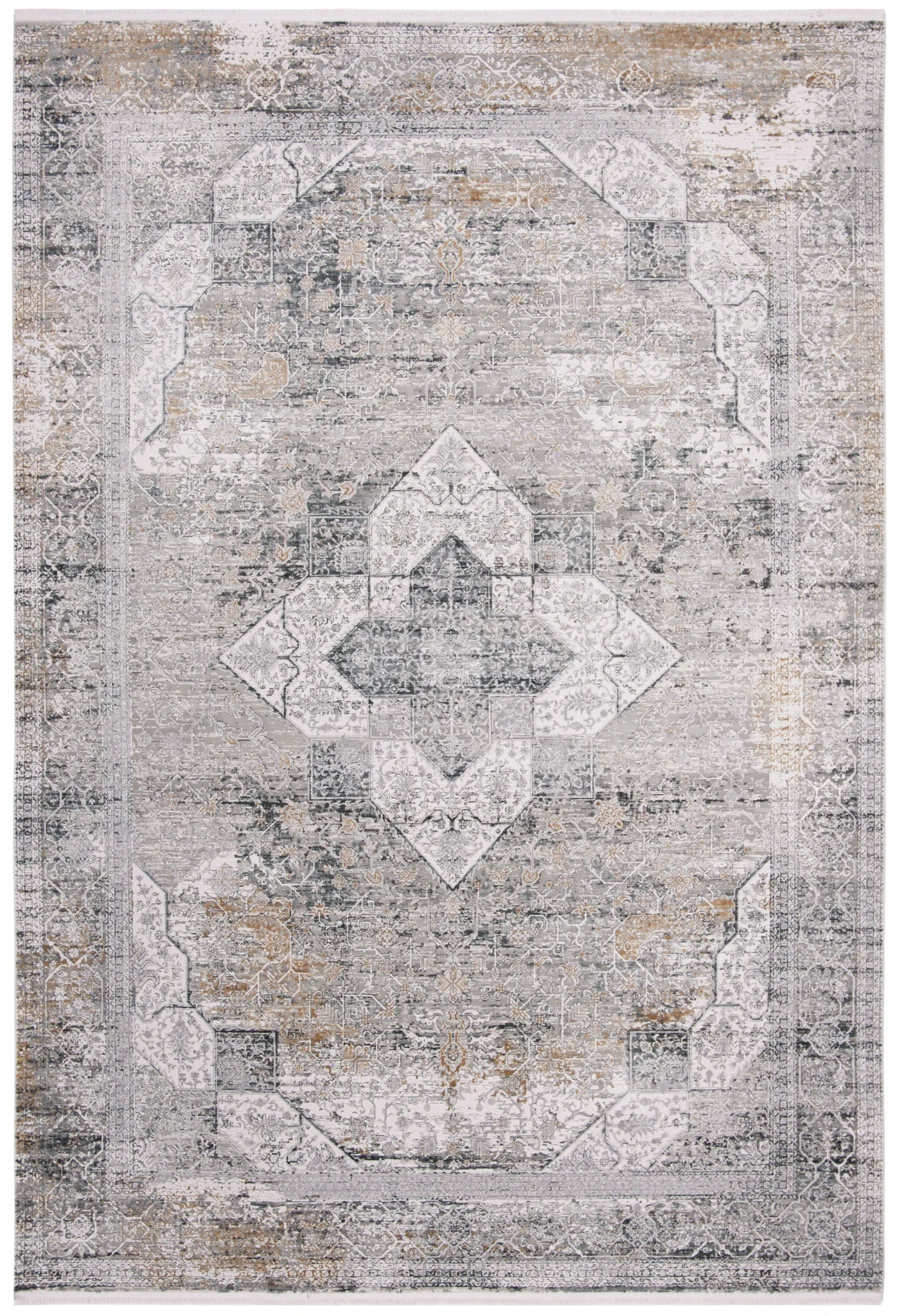 Eclipse Medallion Rug in Light Gray / Gray