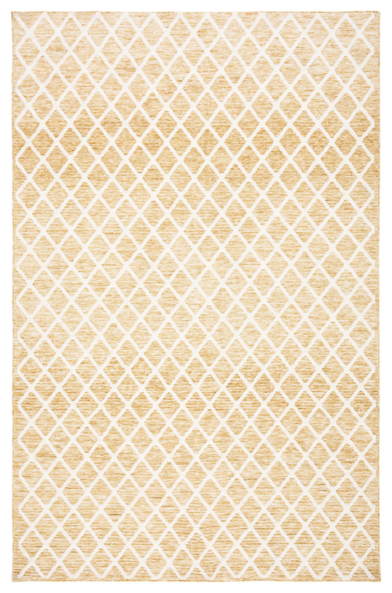 Easy Care Allover Trellis Washable Rug in Gold / Ivory