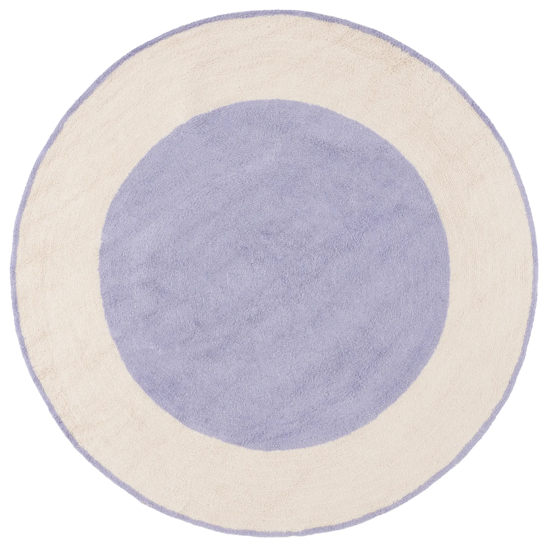 Easy Care Bordered Hand-Tufted Cotton Washable Rug in Ivory / Lilac