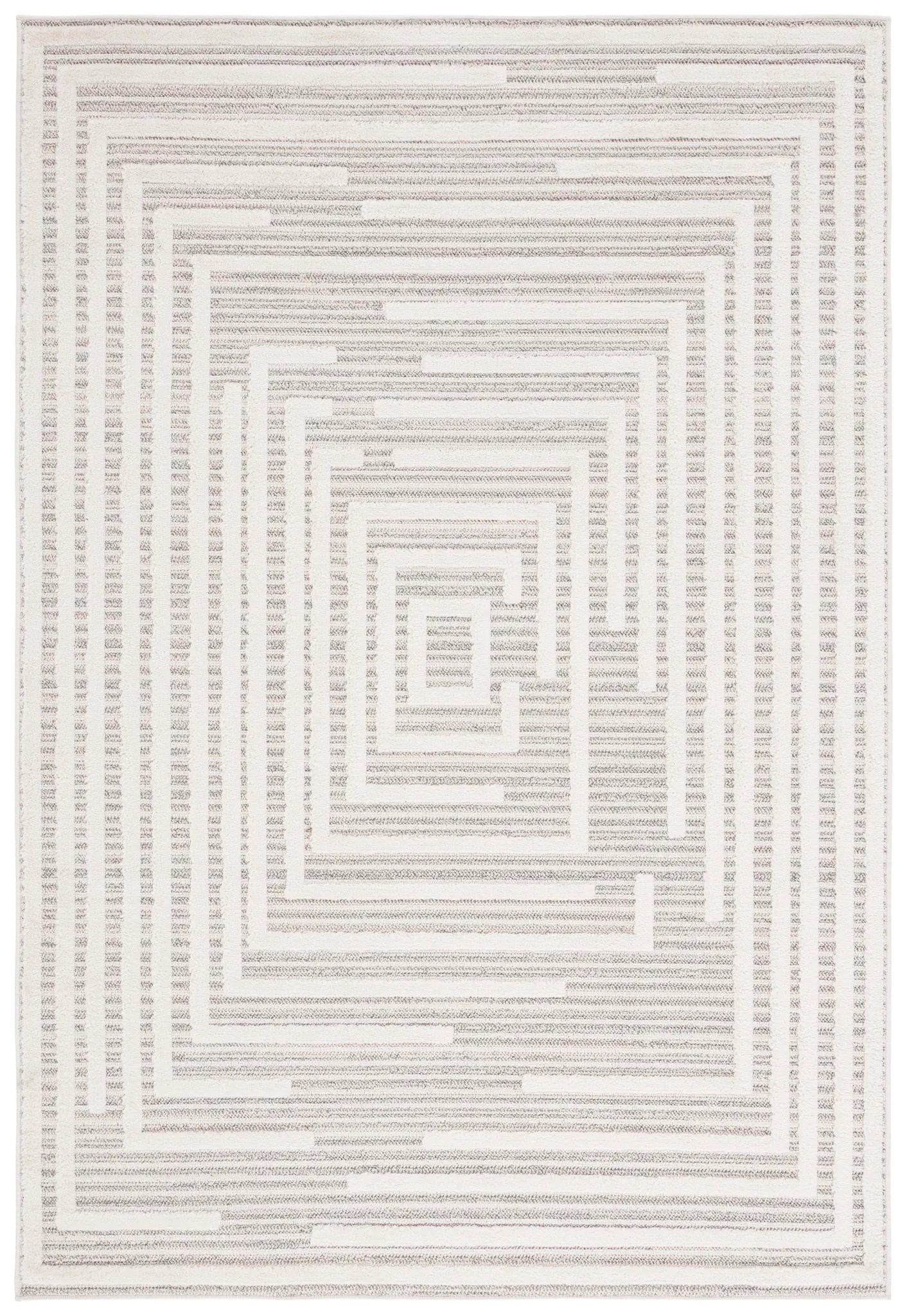 Elmhurst Concentric Square Rug in Ivory / Gray