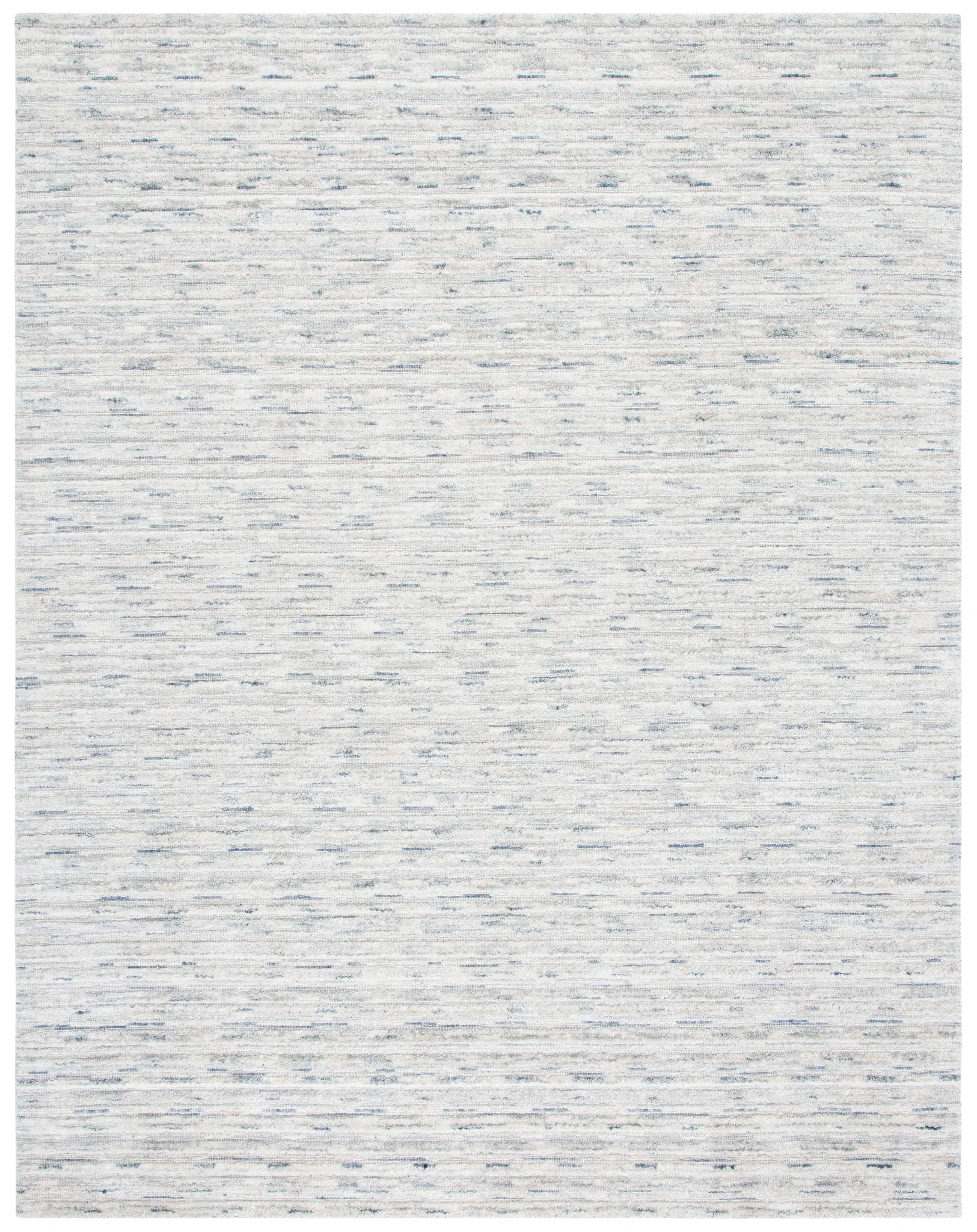 Elements Scandinavian Striped Loom-Knotted Bamboo Silk Rug in Blue / Ivory