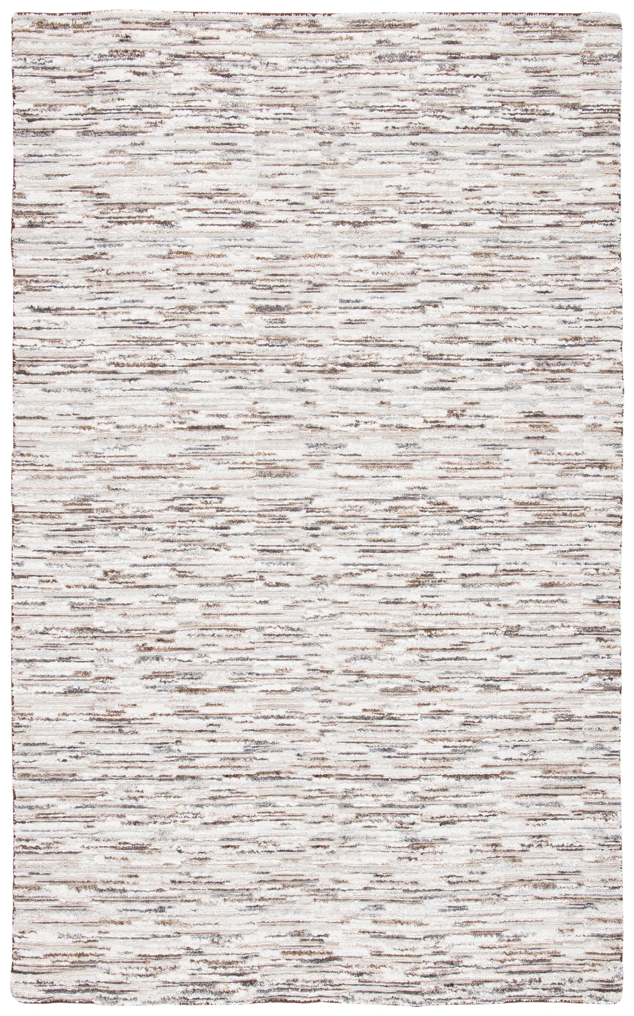 Elements Broken Stripe Loom-Knotted Bamboo Silk Rug in Brown / Light Gray