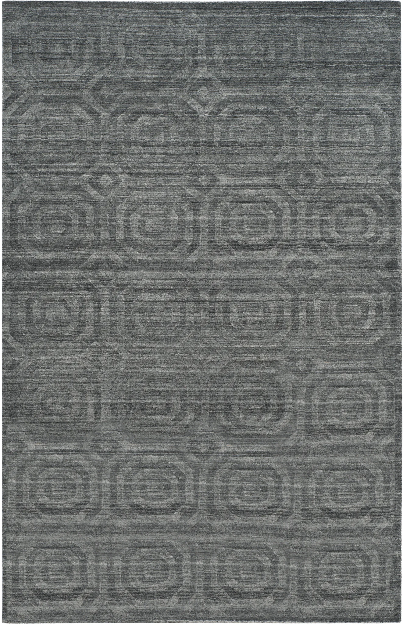 Elements Concentric Ring Loom-Knotted Rug in Dark Gray