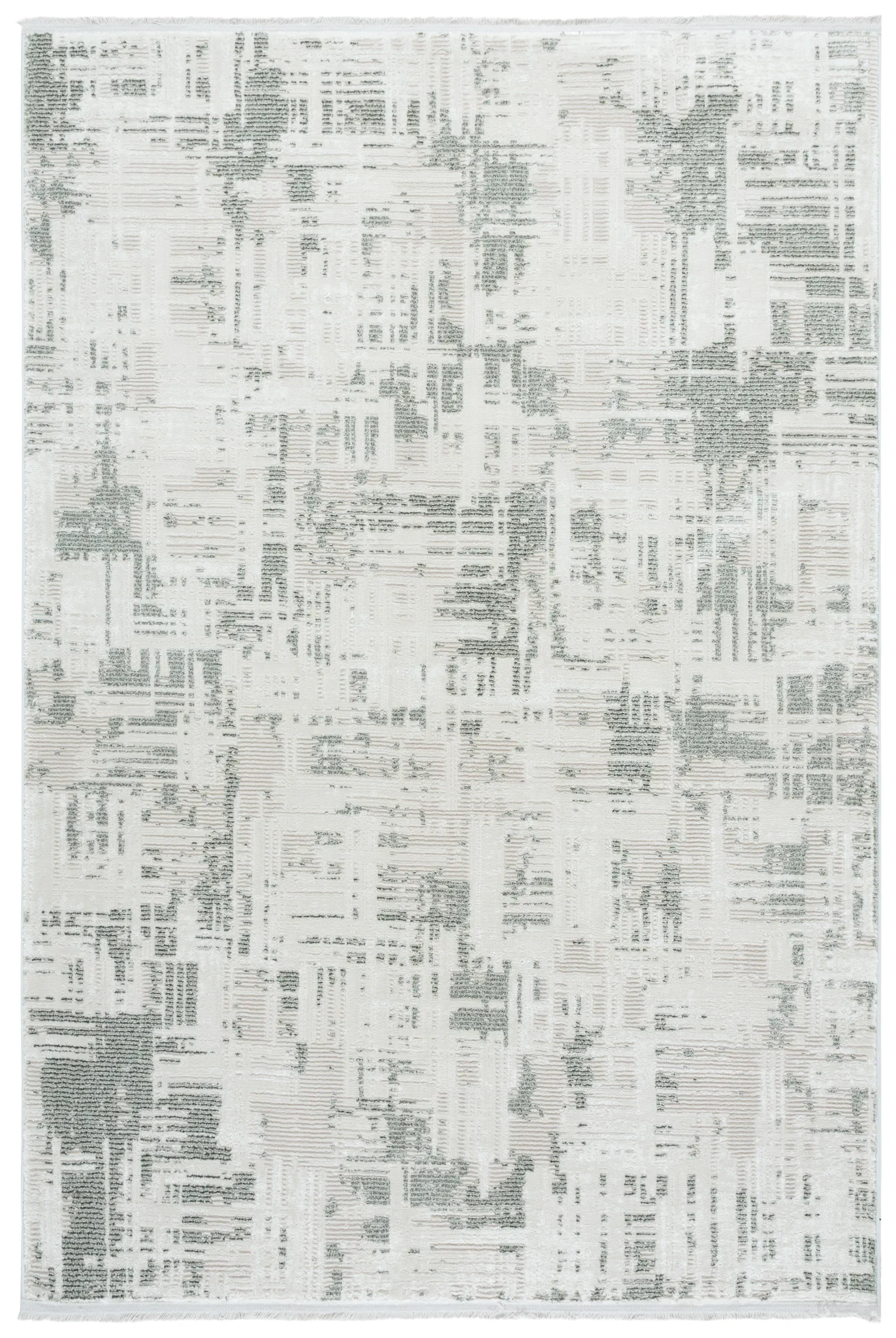 Emerald Abstract Grid Rug in Green / Ivory