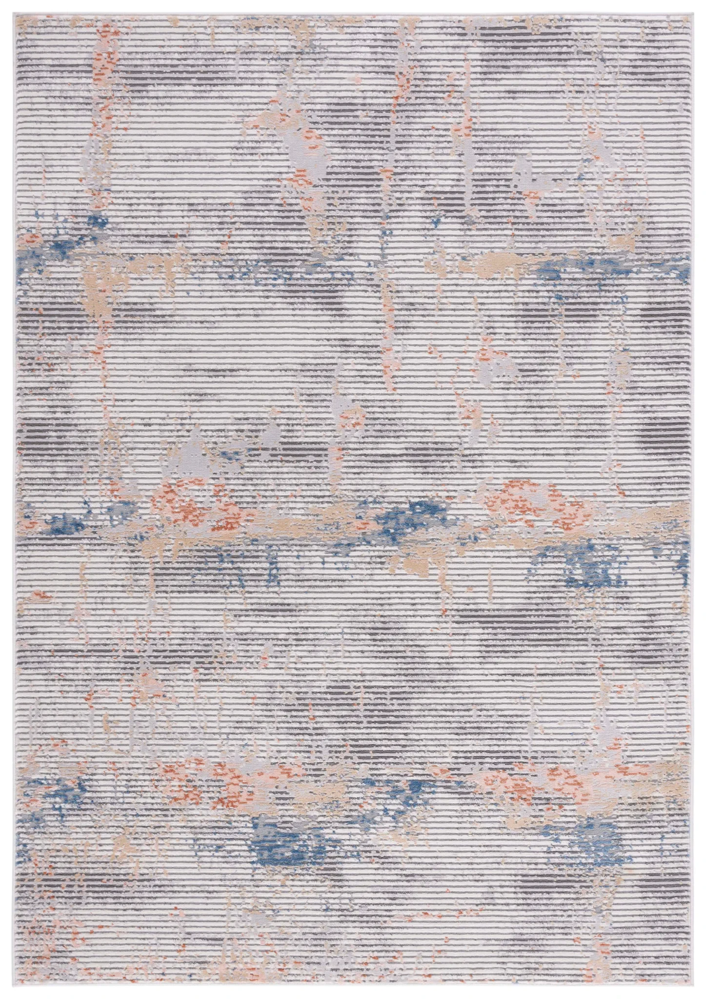 Eternal Weathered Stripe Rug in Gray / Gold