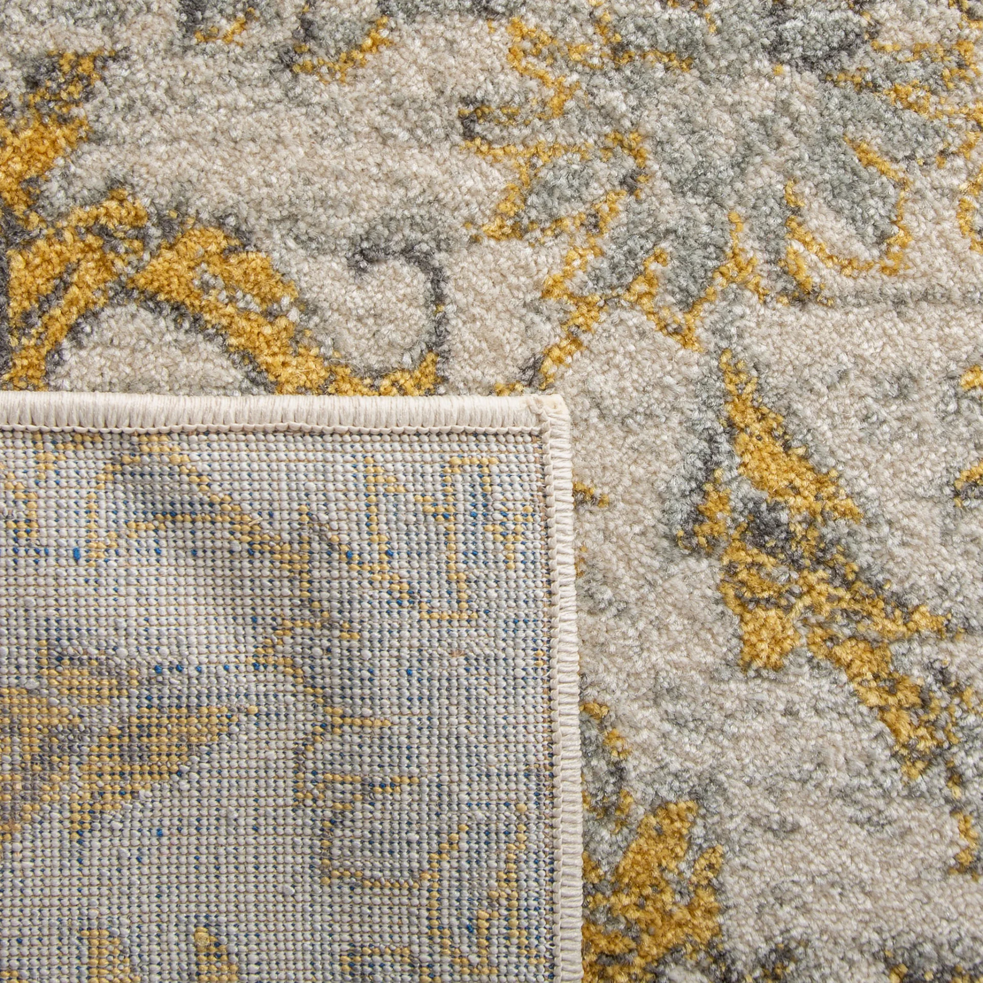 Evoke Botanical Scroll Rug in Ivory / Gold