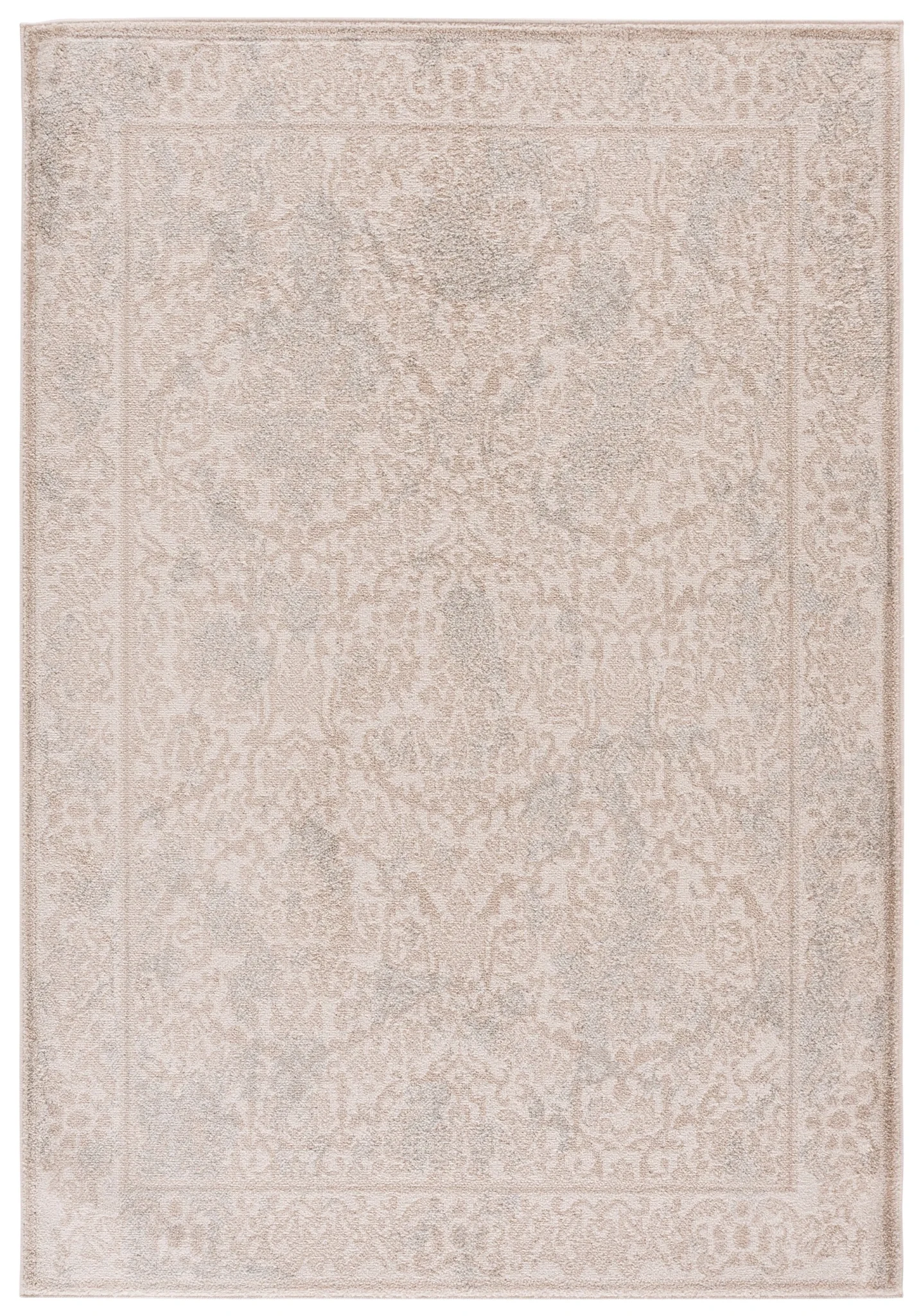 Evoke Distressed Damask Rug in Ivory