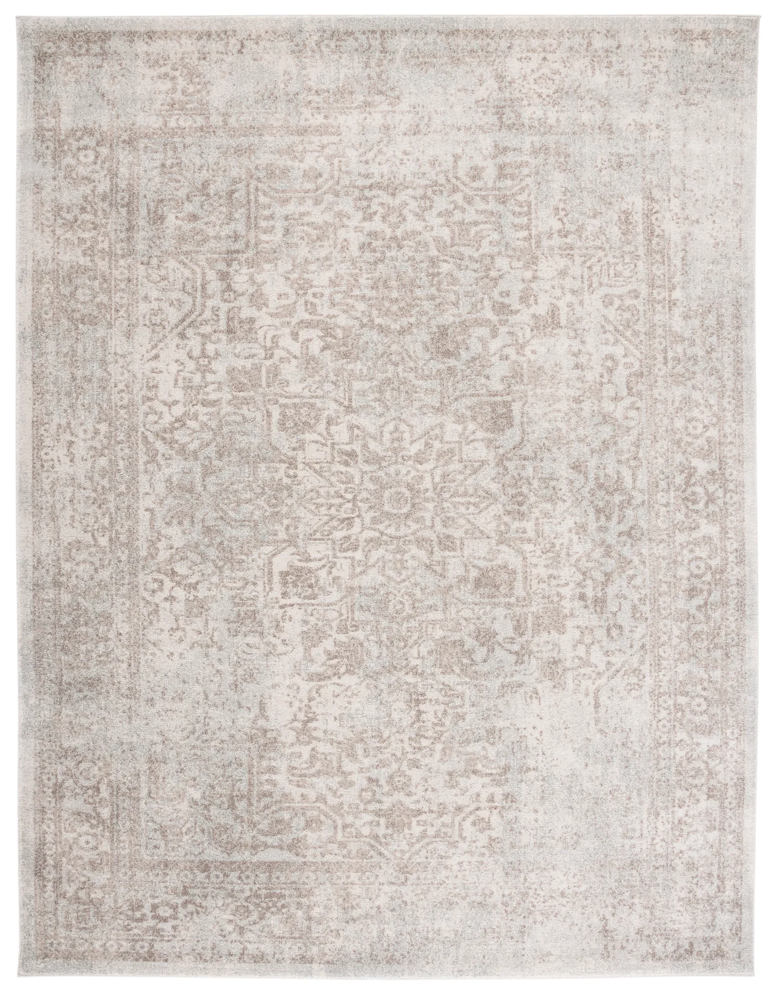 Evoke Distressed Medallion Rug in Ivory / Taupe