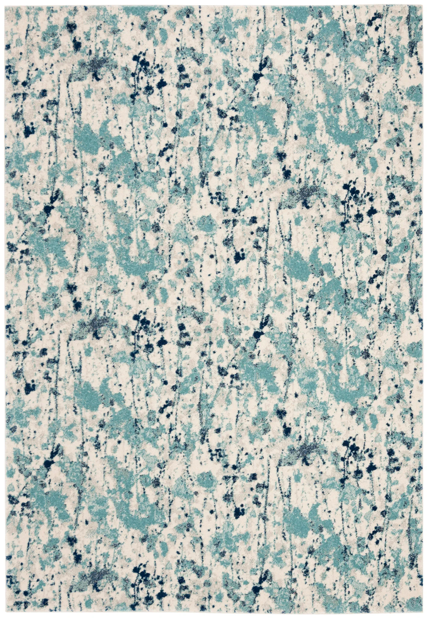 Evoke Abstract Splatter Rug in Ivory / Blue
