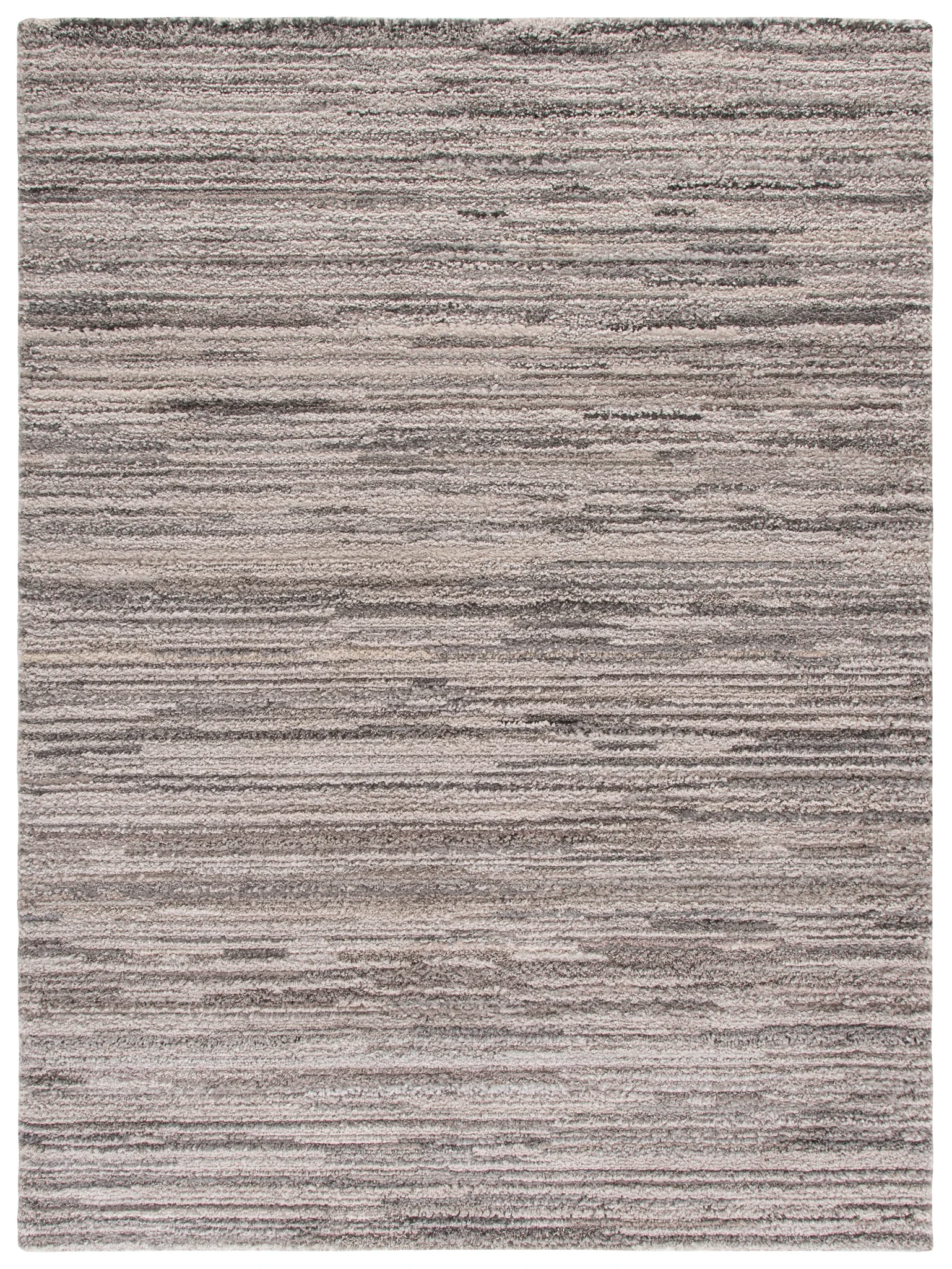 Everett Striated Shag Rug in Gray / Beige