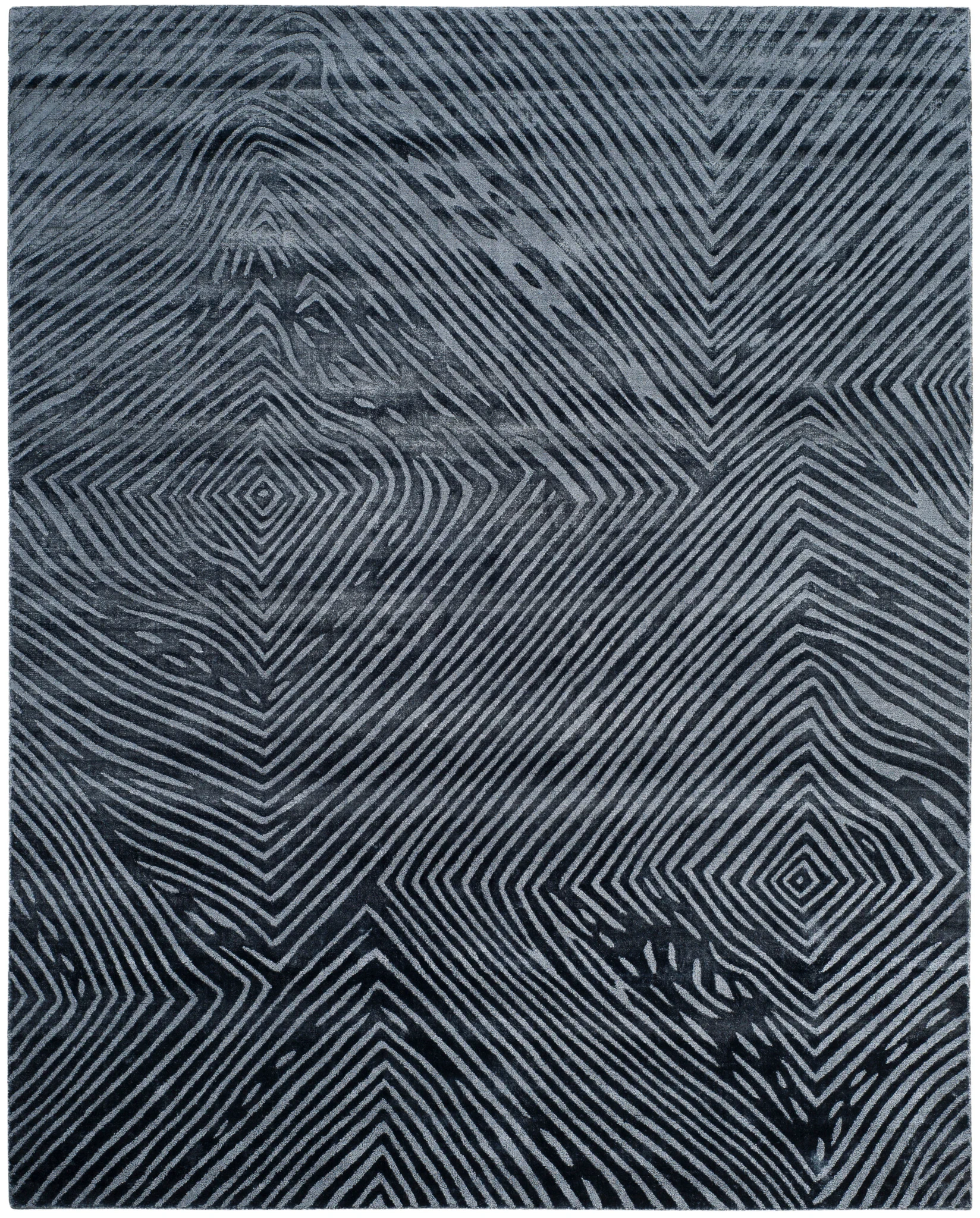 Expression Concentric Diamond Hand-Woven Rug in Dark Gray