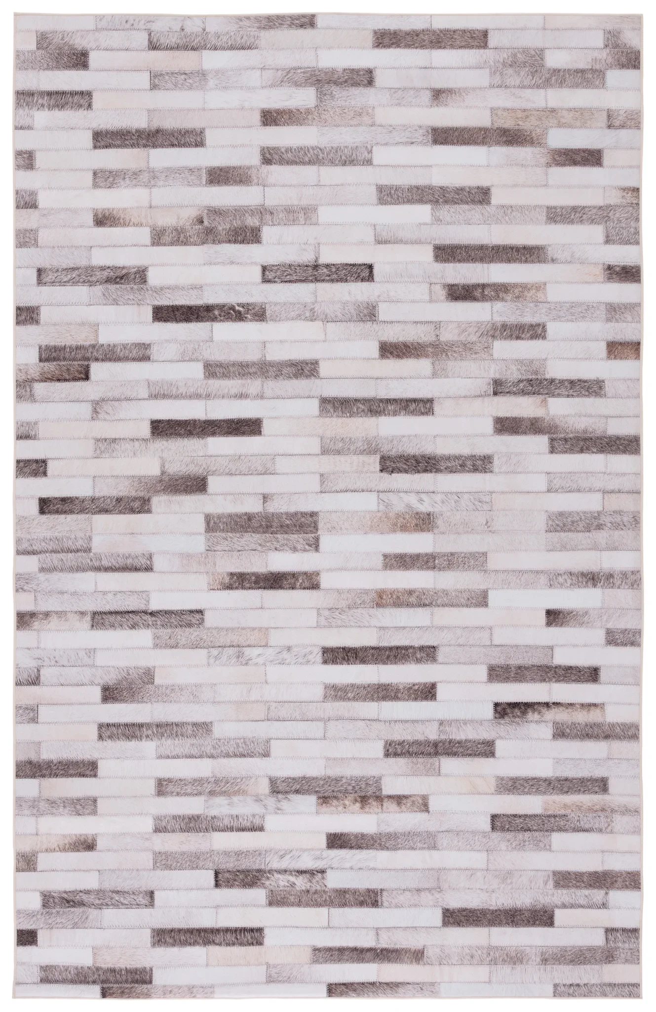 Faux Hide Brick Patchwork Washable Rug in Beige / Brown