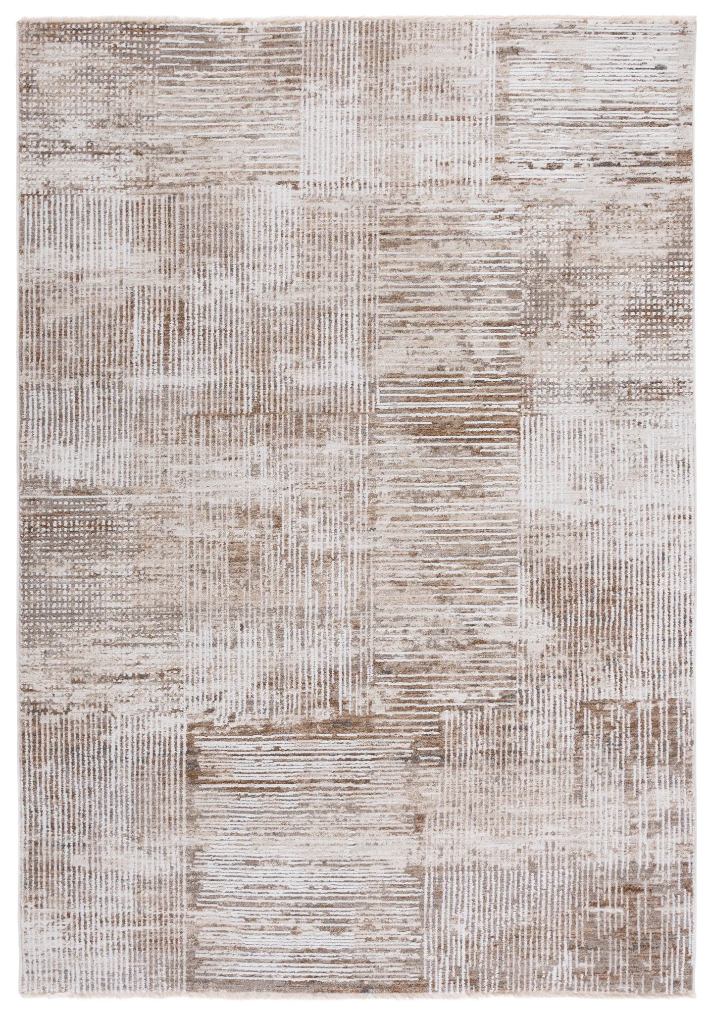Finley Linear Patchwork Rug in Ivory / Beige