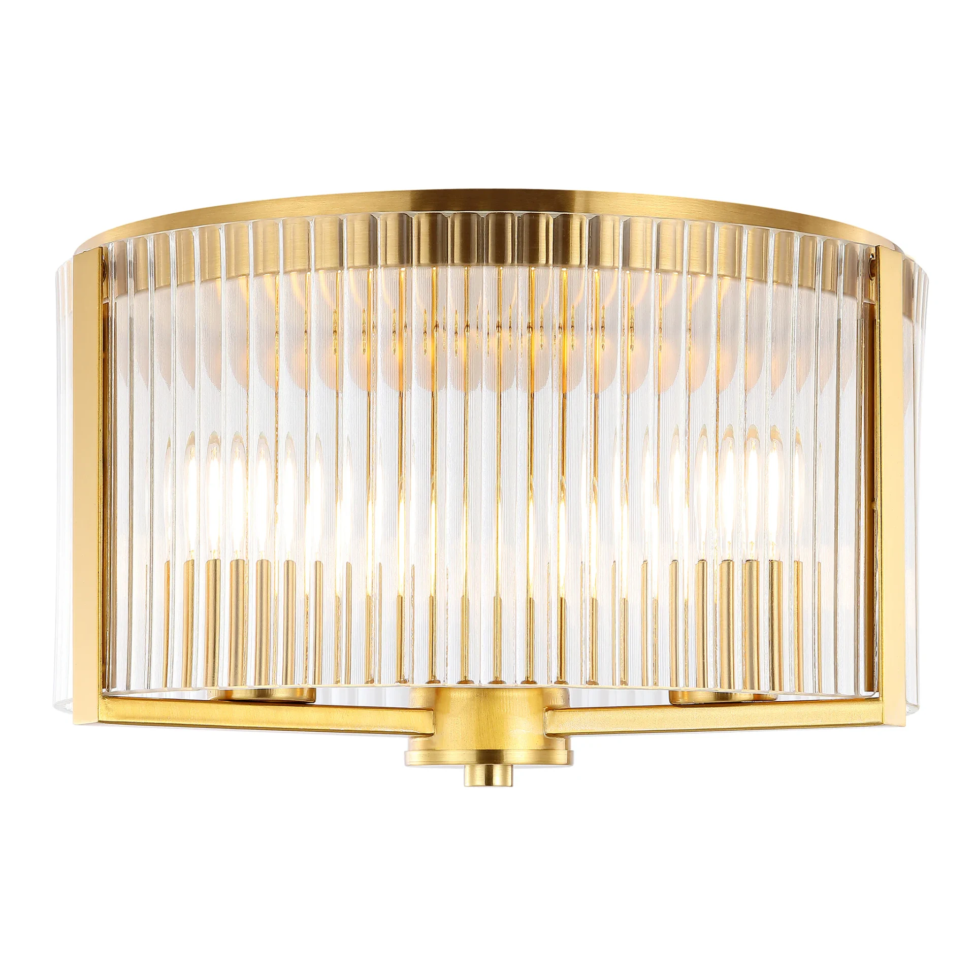 Jetra Three-Light Flush Mount in Brass