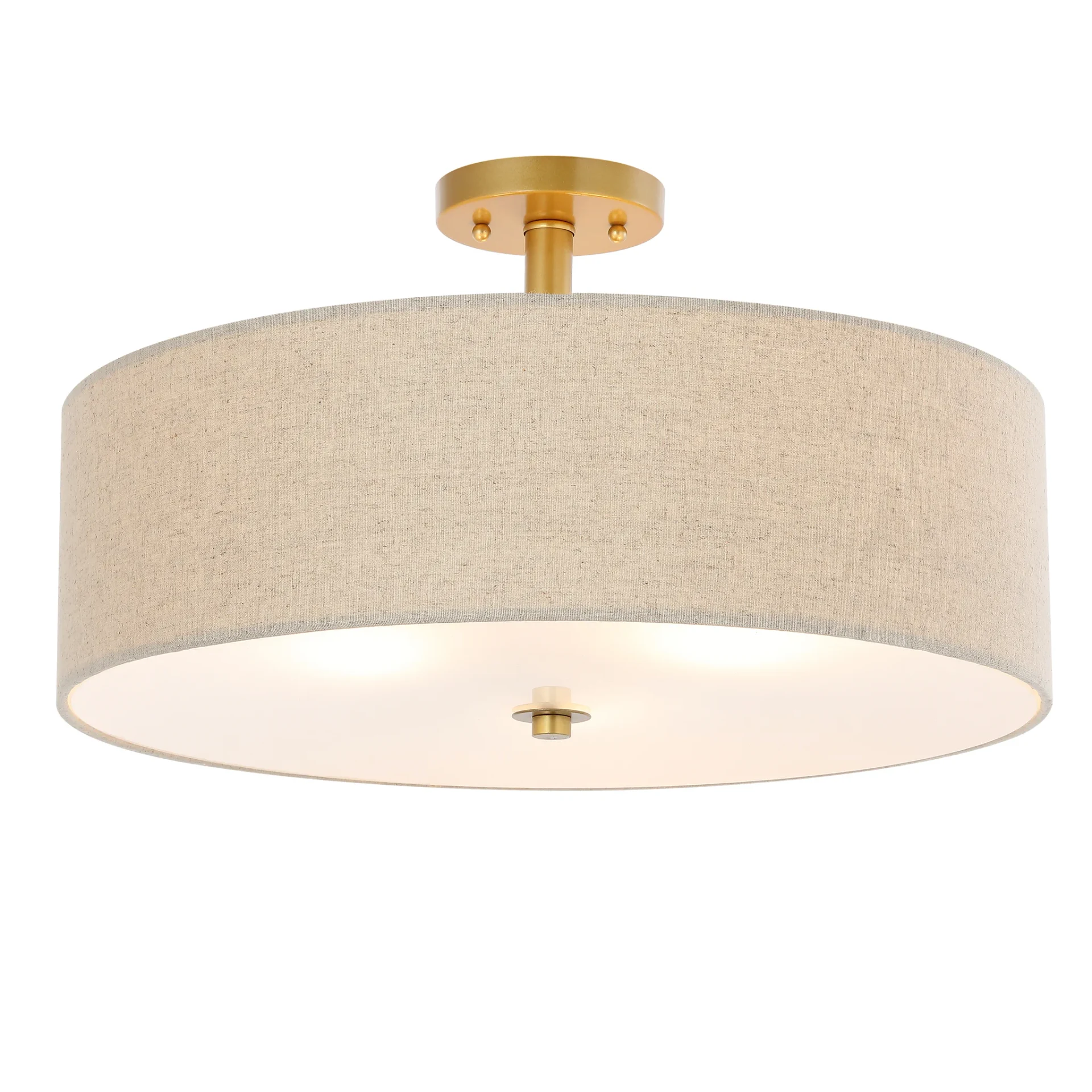 Jolana Three-Light Flush Mount in Oatmeal / Gold